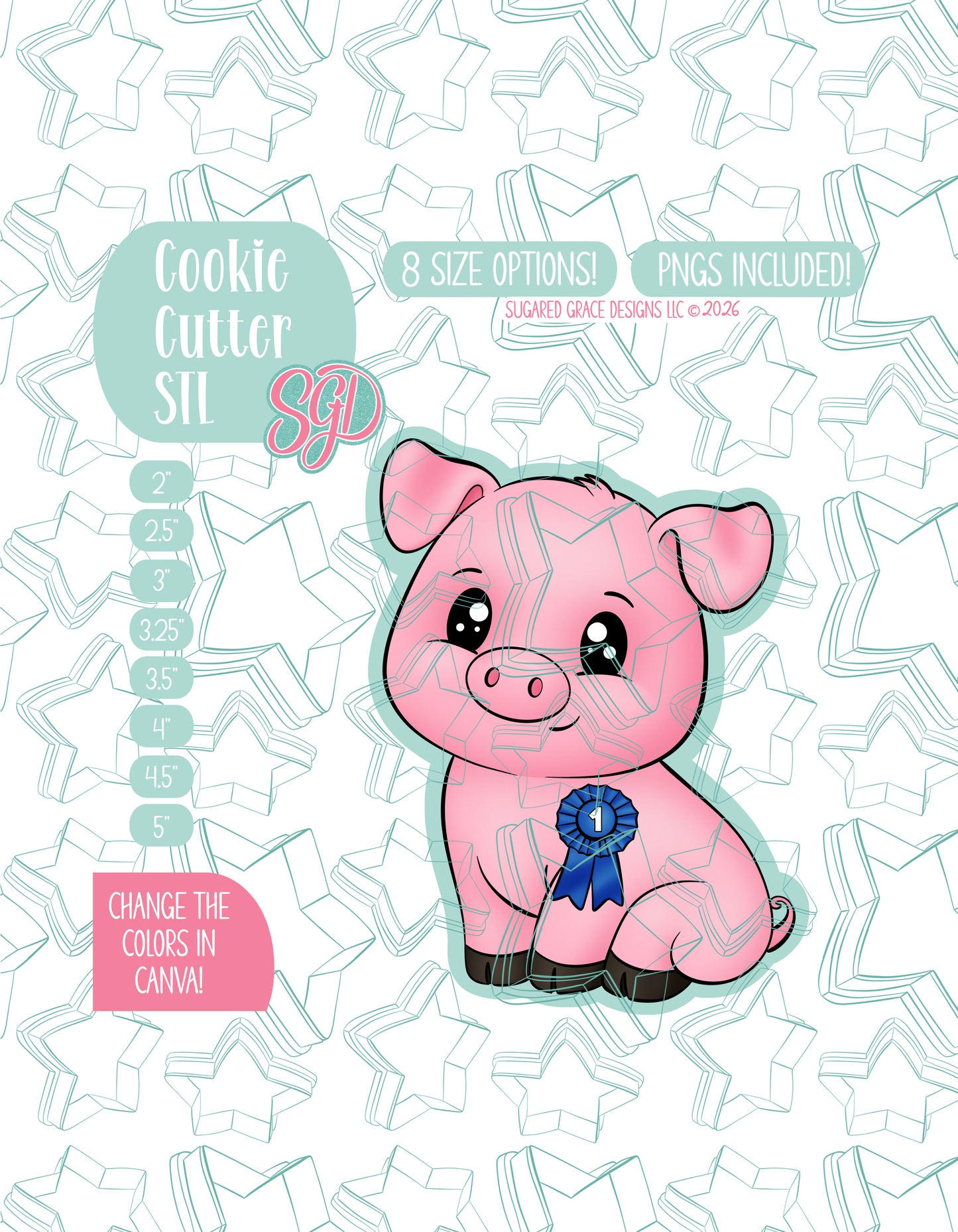 Prized Pig Cookie Cutter STL and PNG set