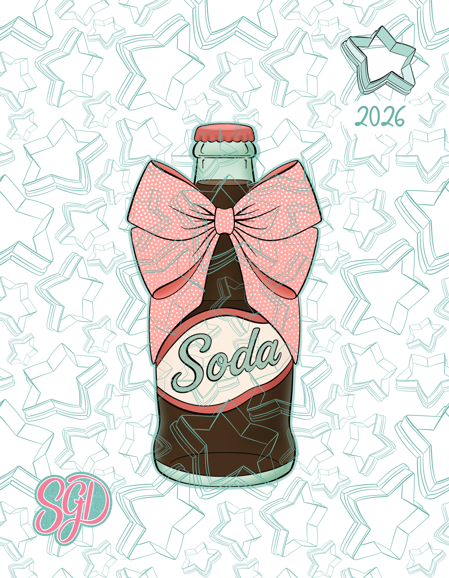 Diner Style Soda Bottle Cookie Cutter Plaque STL and Matching PNG Image
