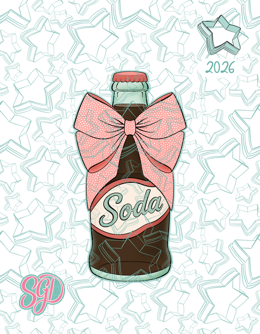 Diner Style Soda Bottle Cookie Cutter Plaque STL and Matching PNG Image