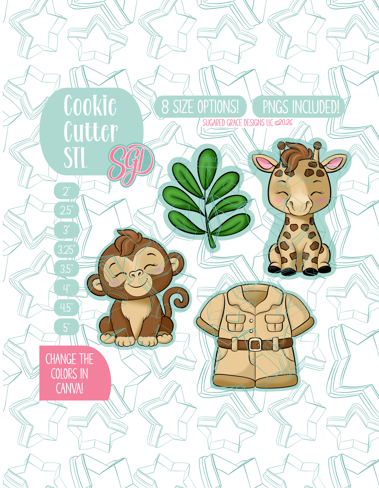 Zoo Cookie Cutter STL and PNG Set with 4 Designs (Digital Download)