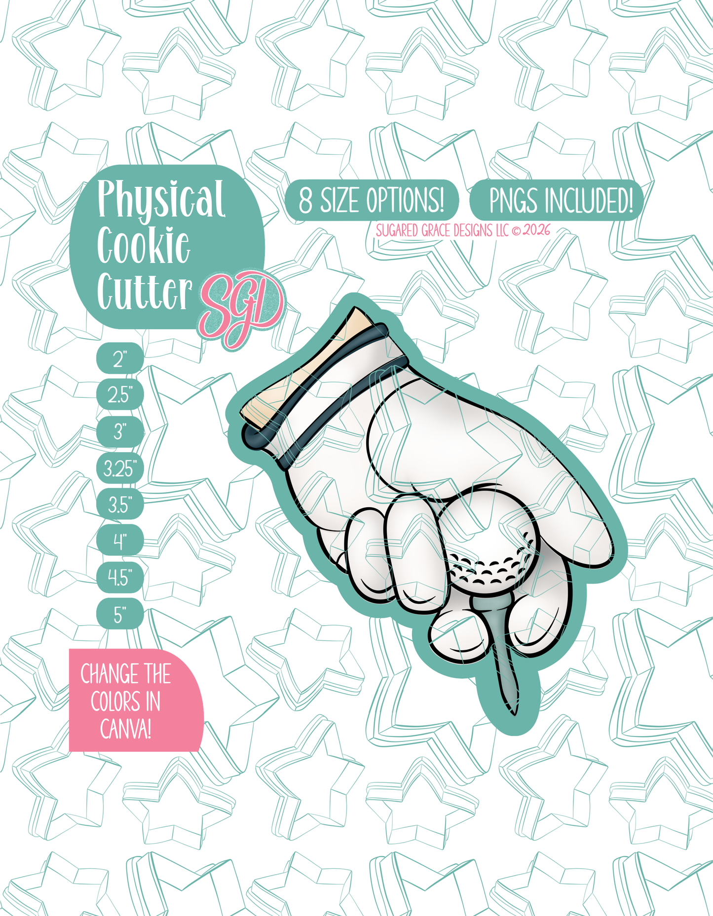 Golf Ball On Tee Cookie Cutter with matching PNG