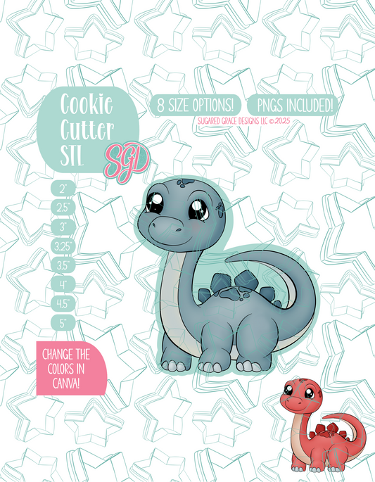 Brachiosaurus Dinosaur Cookie Cutter STL File with PNG Images to Match - For 3D Printing and Edible Ink Printers