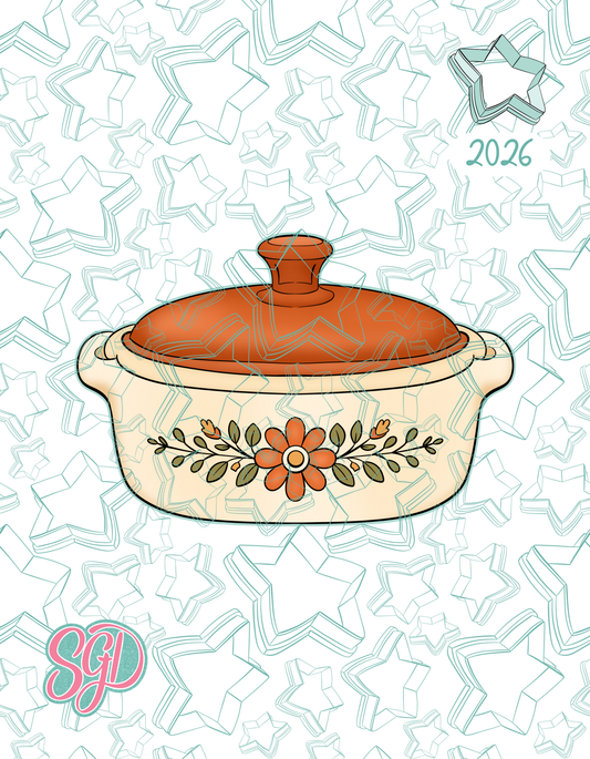 Vintage Casserole Dish Cookie Cutter STL and Matching PNG Image
