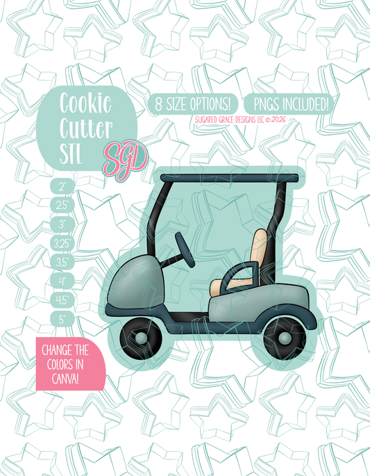 Golf Cart Cookie Cutter STL and PNG set