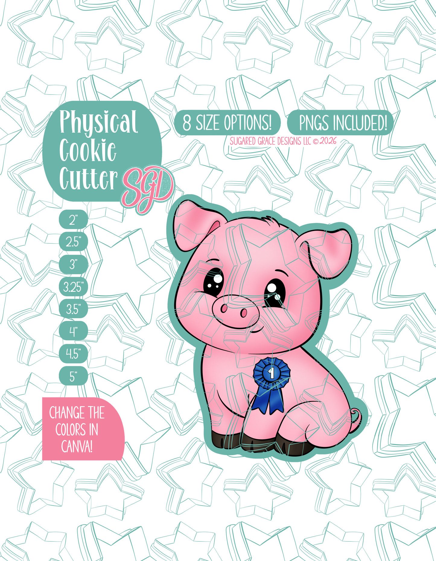 First Place Prized Pig Ticket Cookie Cutter with matching PNG