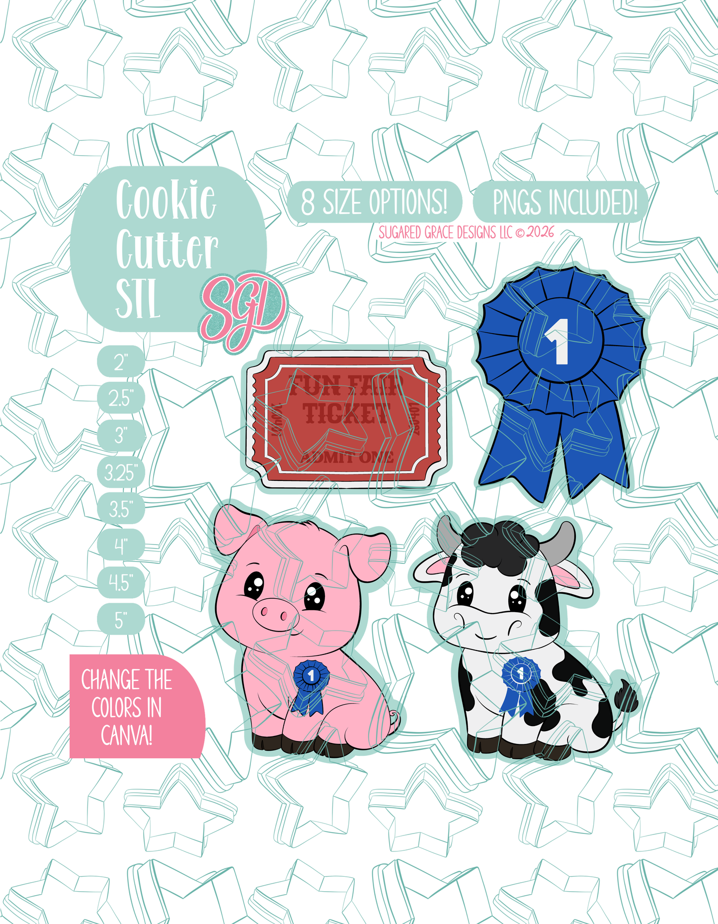 County Fair Cookie Cutter STL and PNG Set with 4 Designs (Digital Download)