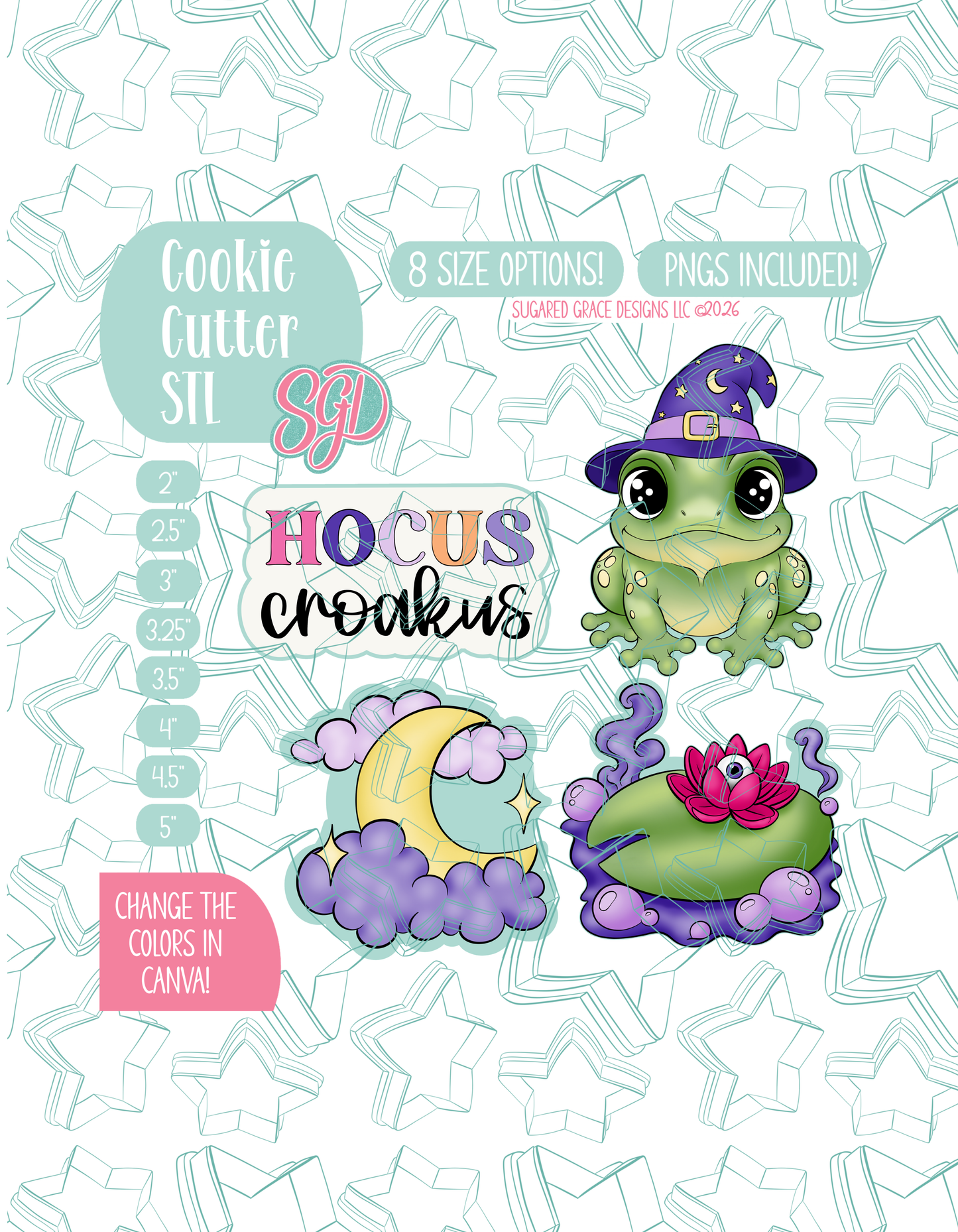 Hocus Croakus Halloween Frog Cookie Cutter STL and PNG Set with 4 Designs (Digital Download)