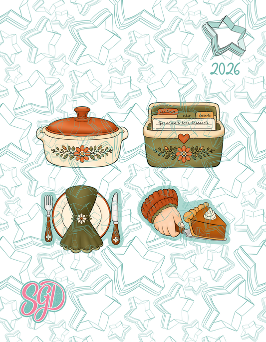 Thanksgiving At Grandmas Cookie Cutter STL and PNG Set with 4 Designs (Digital Download) Festive Four 07/26