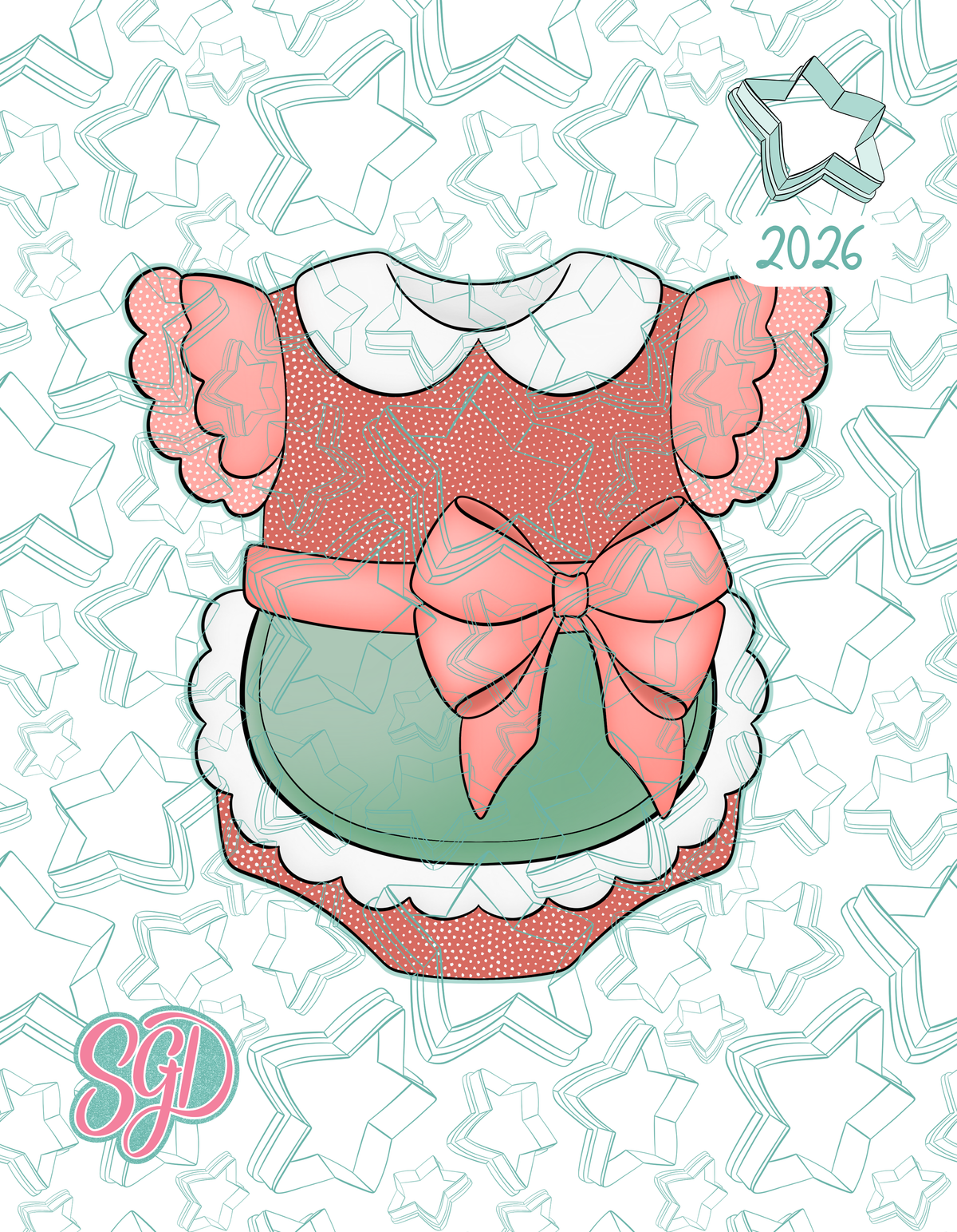 Diner Onesie Cookie Cutter STL and Matching PNG Image