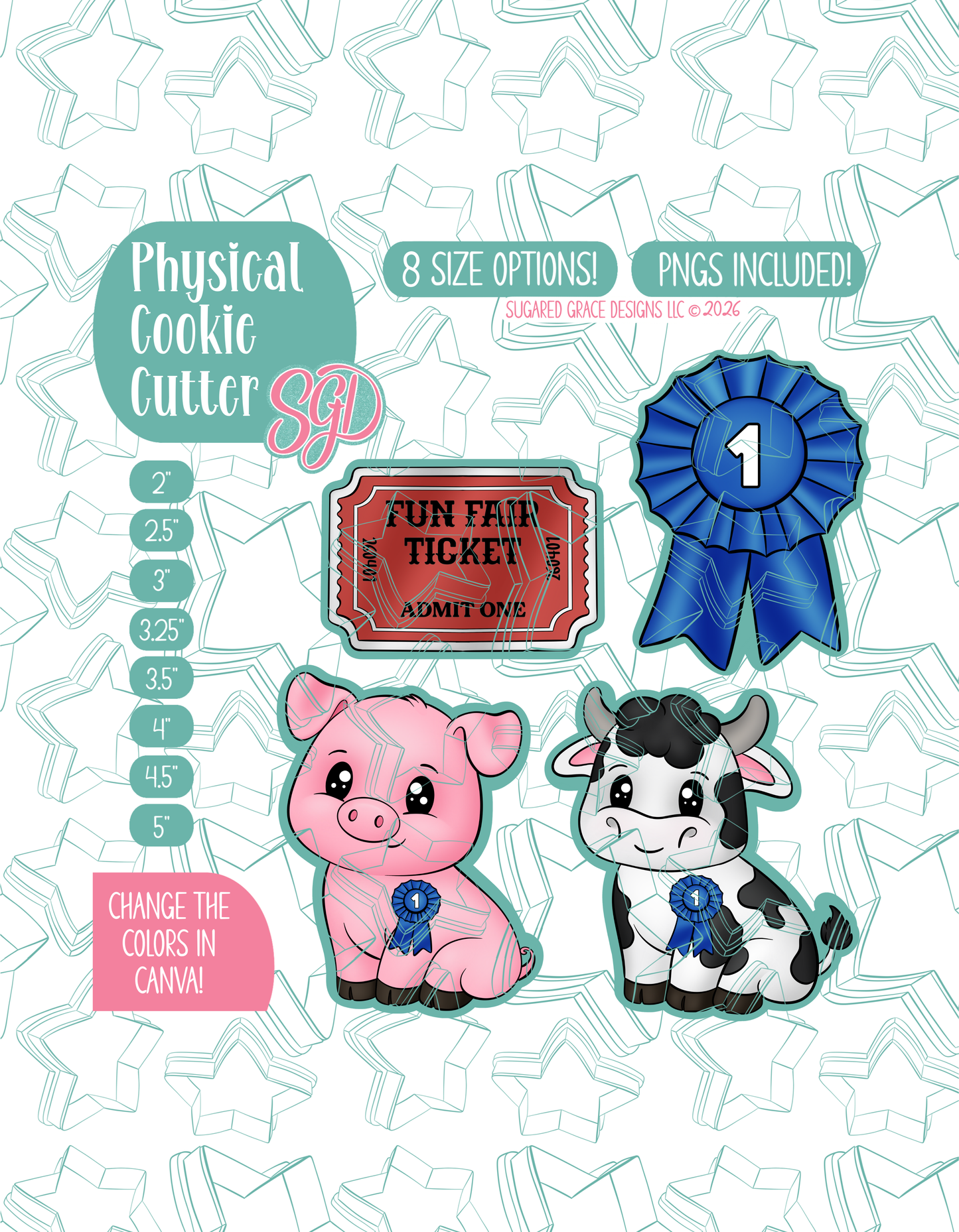County Fair Cookie Cutter set with matching PNG - Set of 4 Designs
