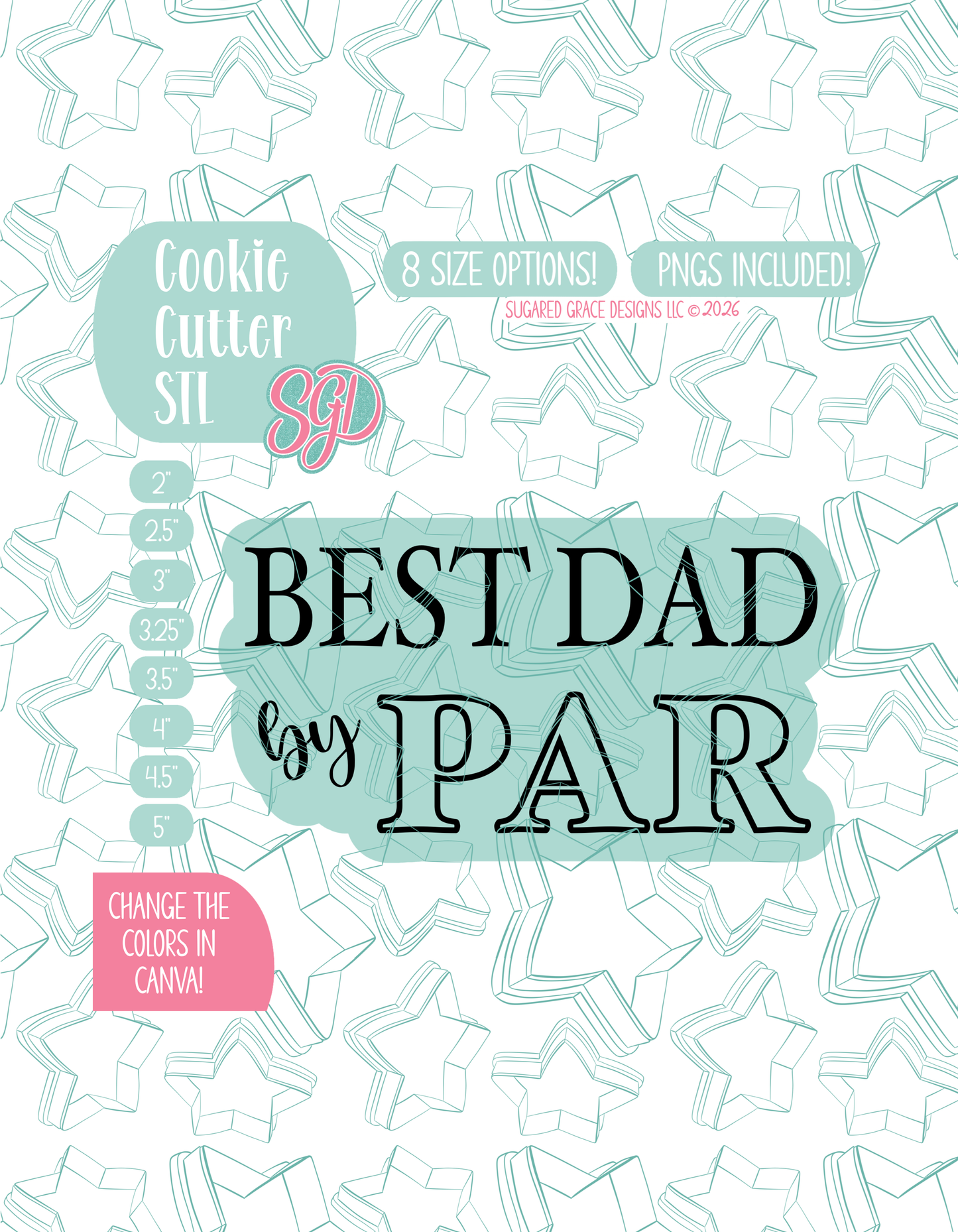 Best Dad By Par Cookie Cutter Plaque STL and PNG set