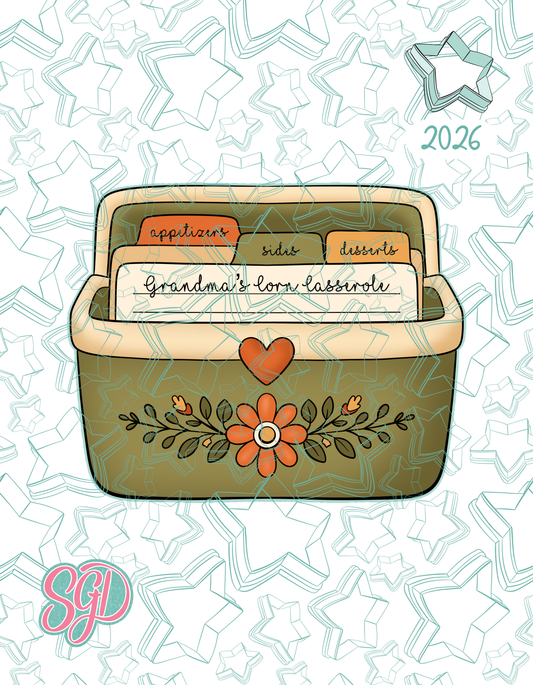 Vintage Recipe Box Cookie Cutter STL and Matching PNG Image