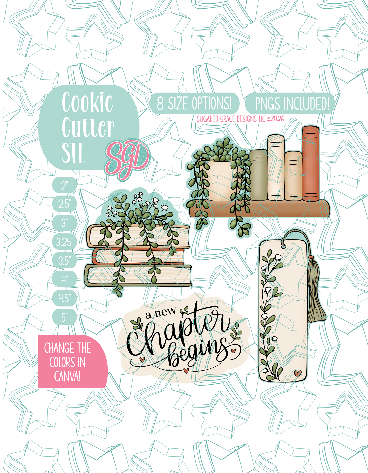 A New Chapter Begins Cookie Cutter STL and PNG Set with 4 Designs (Digital Download)
