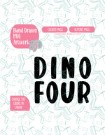 Dino Four PNG Image Set for Edible Ink Printers - Hand Drawn Editable Graphics