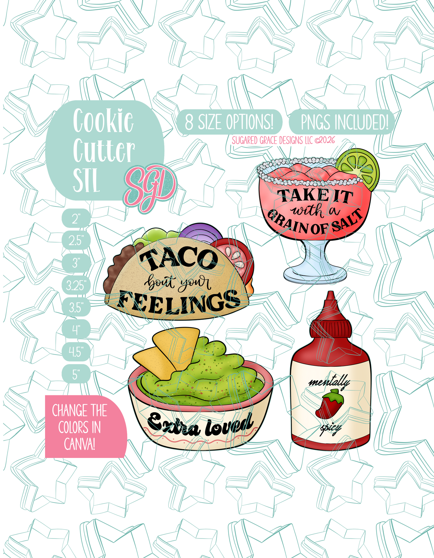 Taco Bout Your Feelings Cookie Cutter STL and PNG Set with 4 Designs (Digital Download)