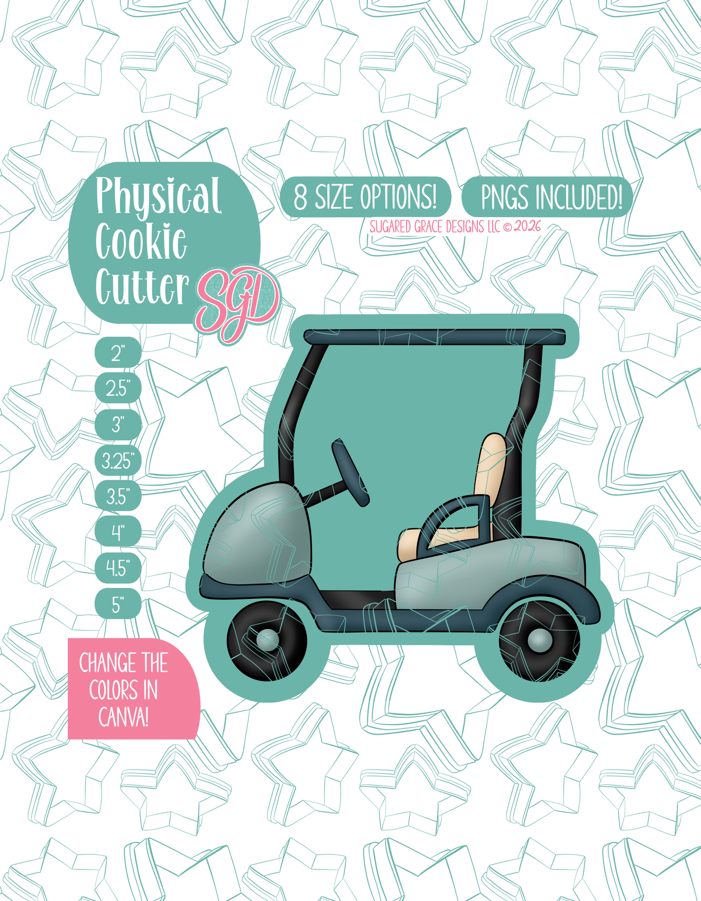 Golf Cart Cookie Cutter with matching PNG