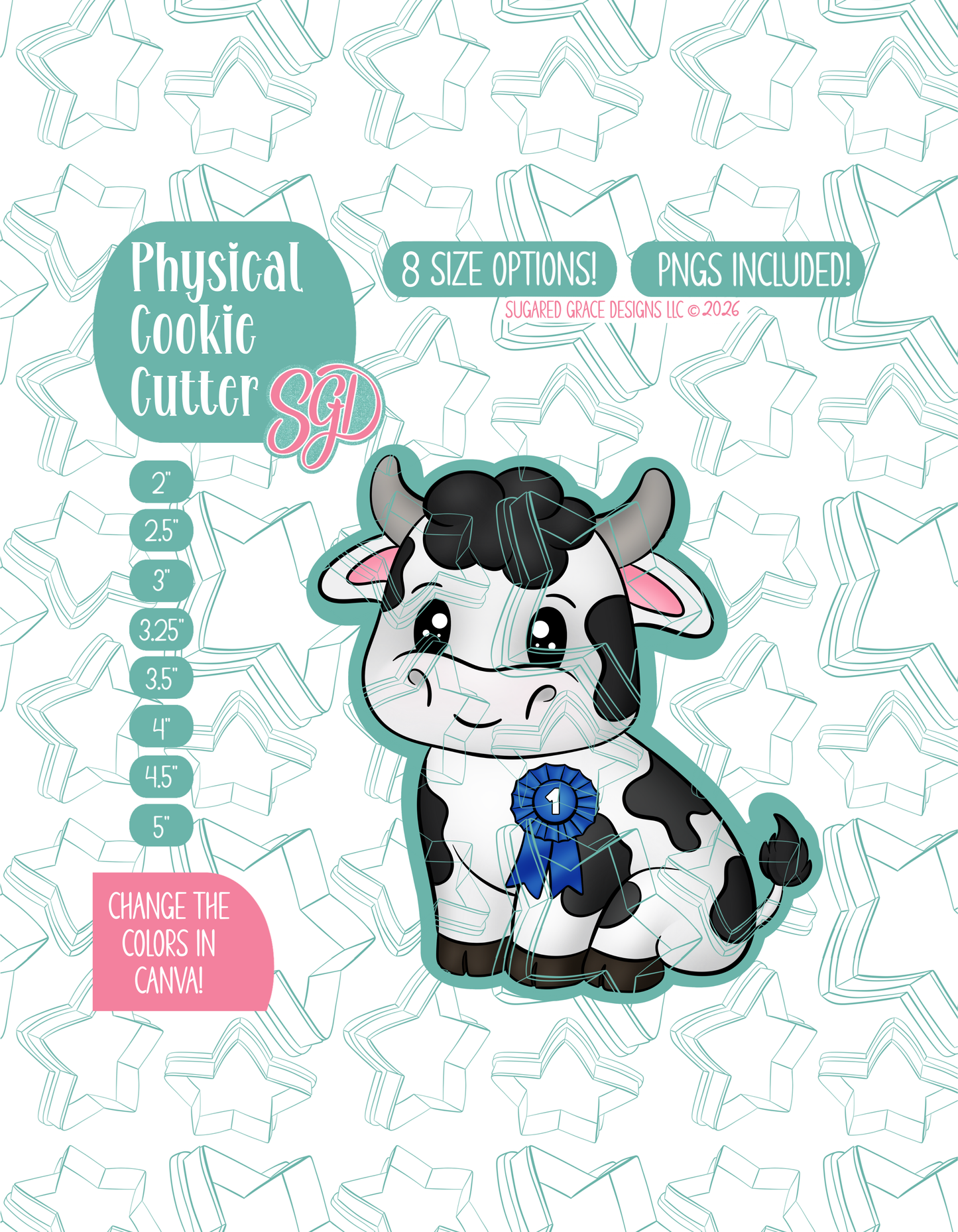First Place Prized Cow Ticket Cookie Cutter with matching PNG