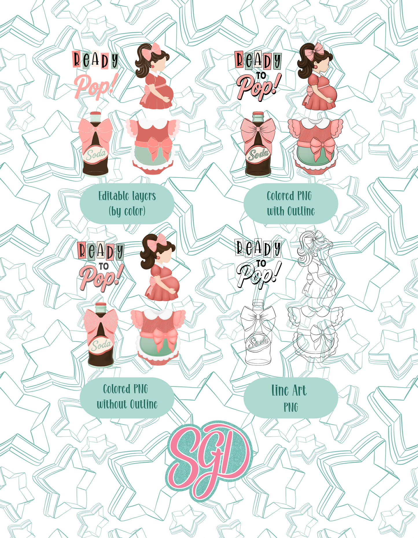 Ready To Pop Diner Cookie Cutter STL and PNG Set with 4 Designs (Digital Download)
