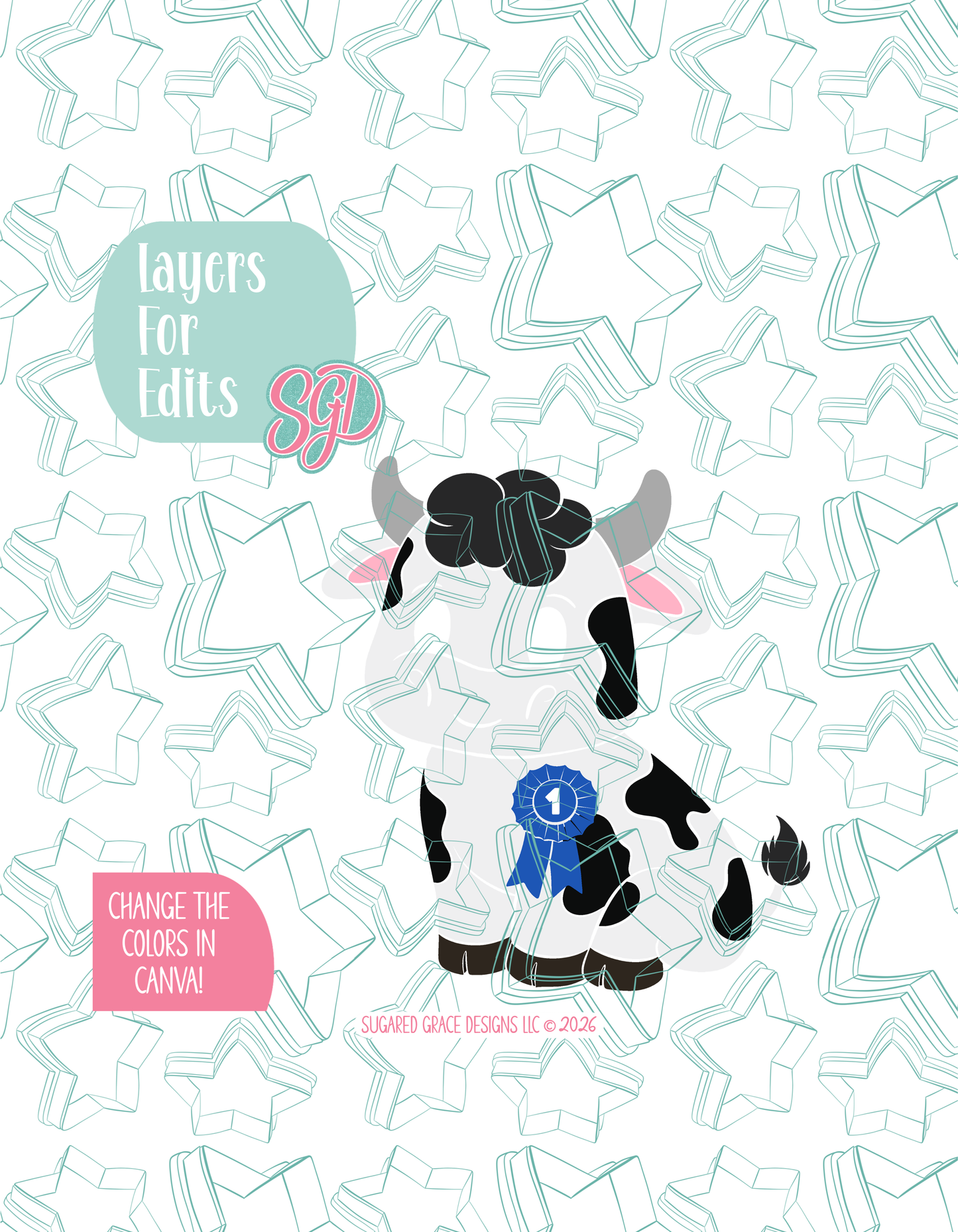 Prized Cow Cookie Cutter STL and PNG set