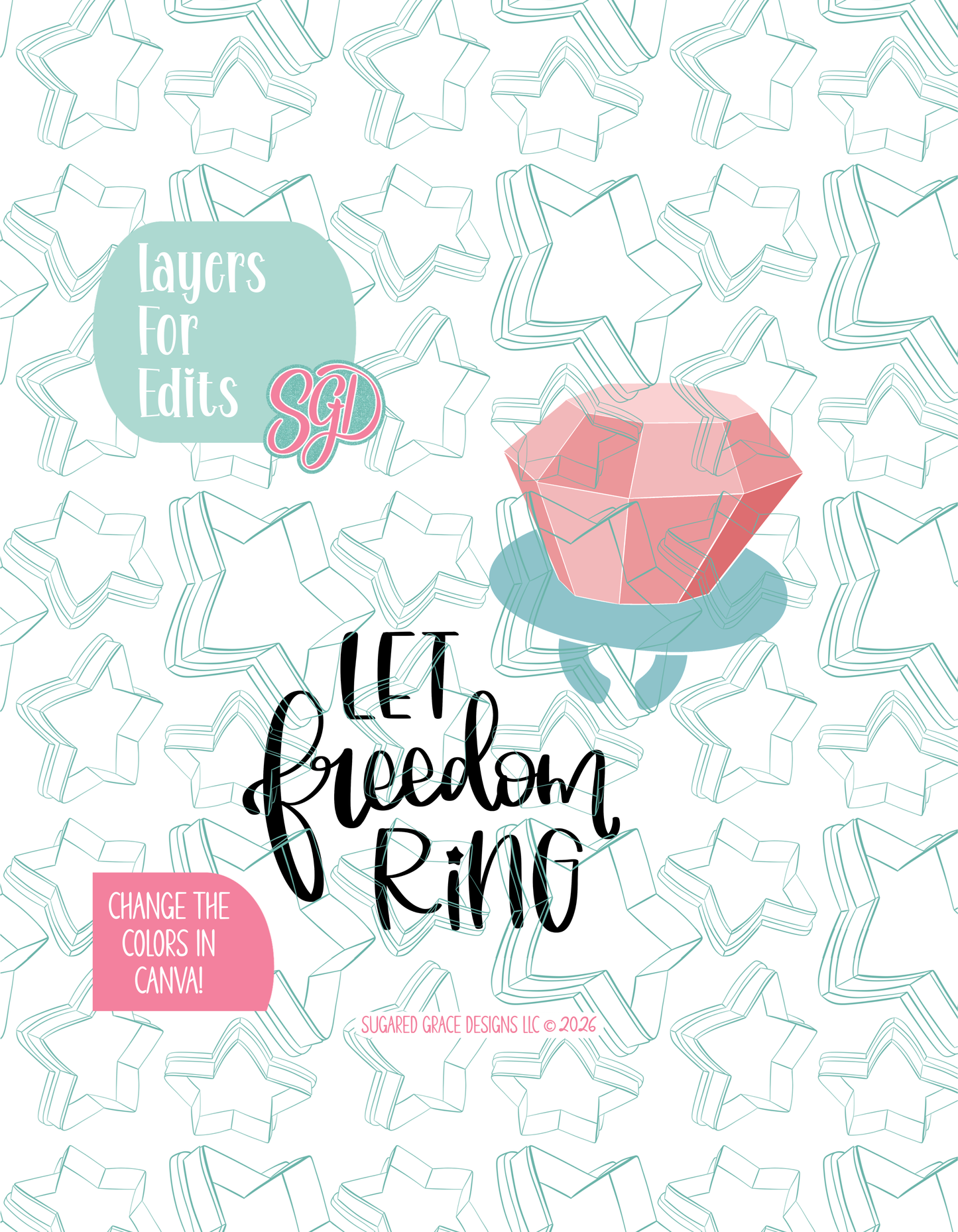 Let Freedom Ring Cookie Cutter STL and Matching PNG Image Set of 2