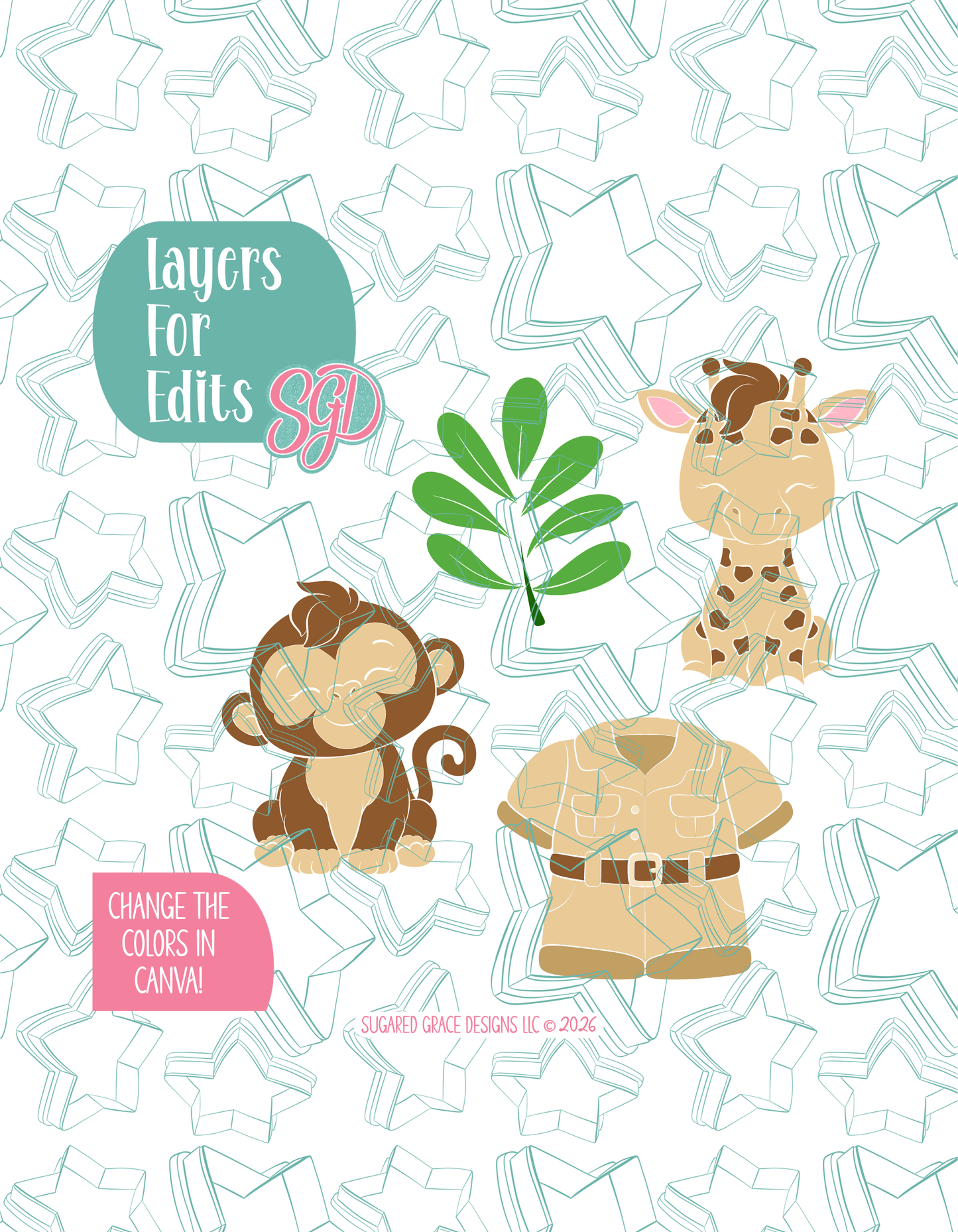 Zoo Cookie Cutter set with matching PNG - Set of 4 Designs