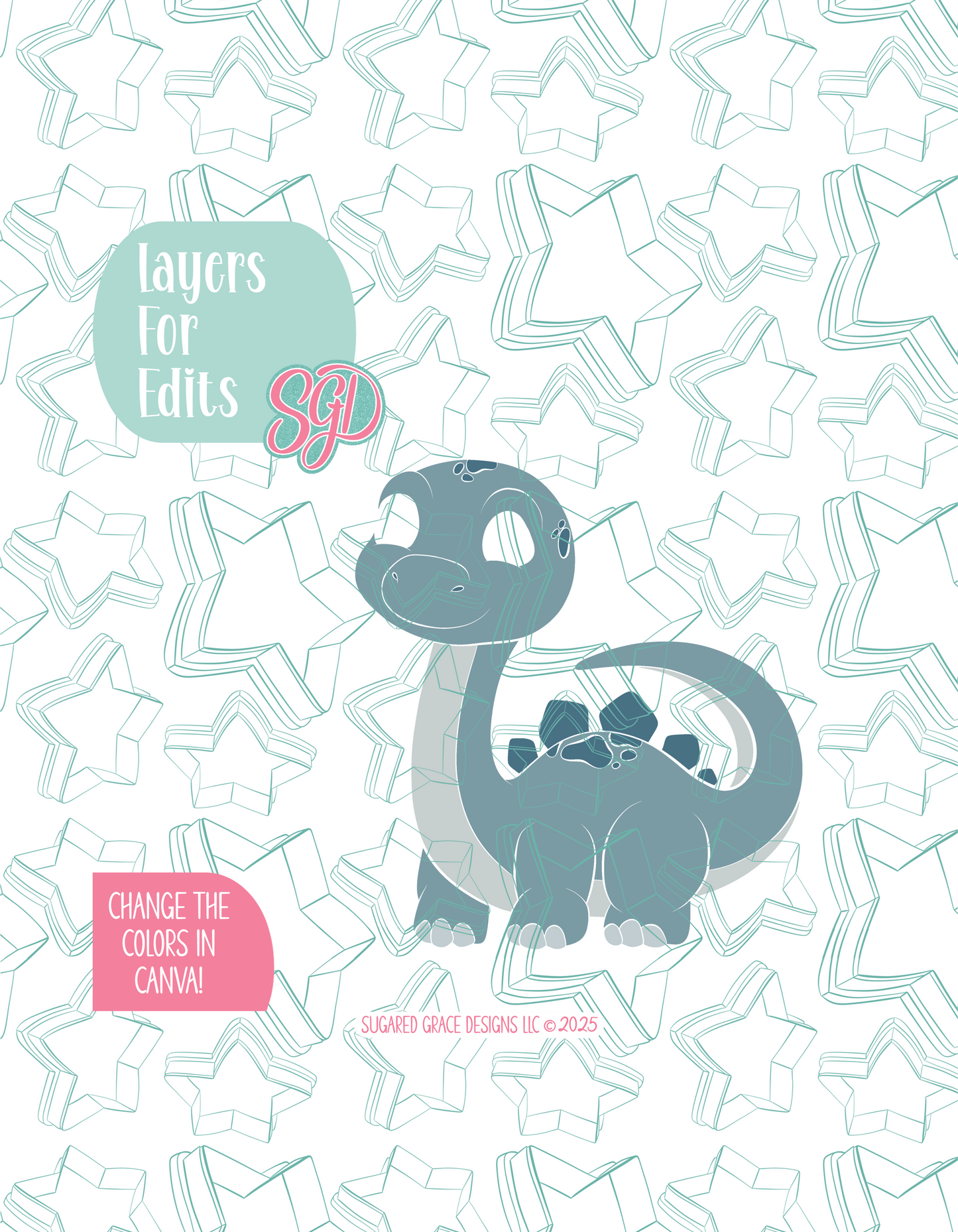 Brachiosaurus Dinosaur Cookie Cutter STL File with PNG Images to Match - For 3D Printing and Edible Ink Printers