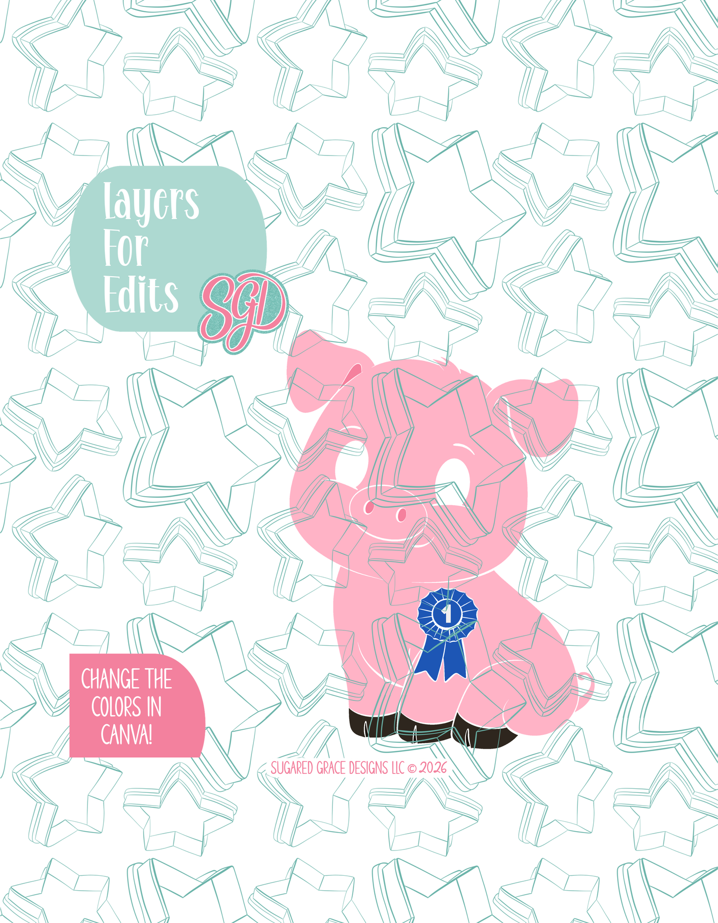Prized Pig Cookie Cutter STL and PNG set