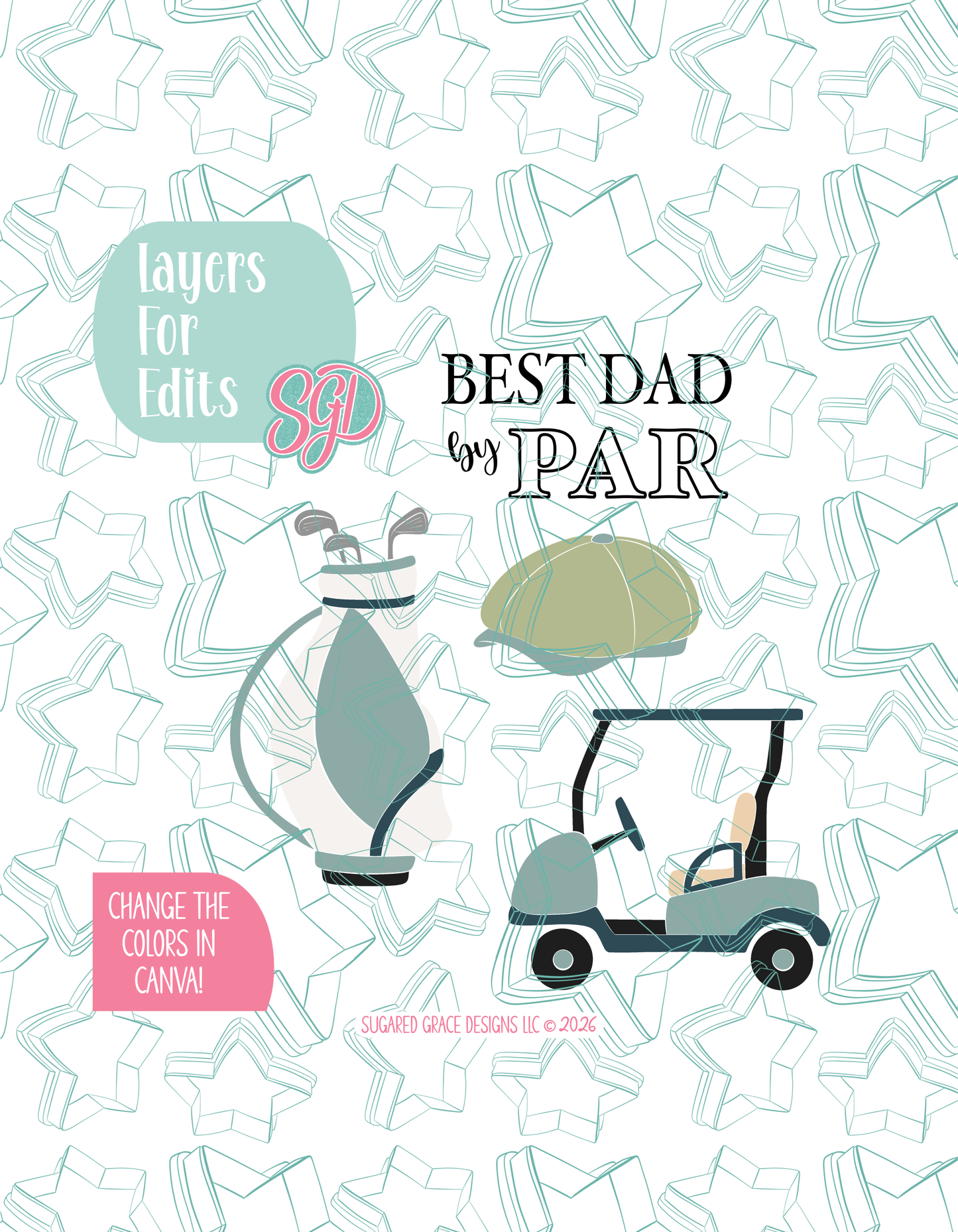 Father's Day Golf Cookie Cutter STL and PNG Set with 4 Designs (Digital Download)