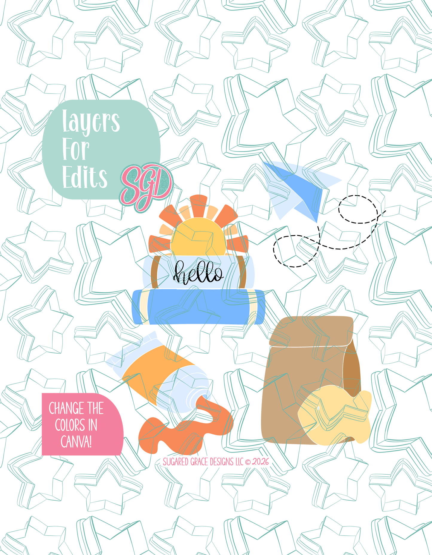 Back To School Cookie Cutter STL and PNG Set with 4 Designs (Digital Download)