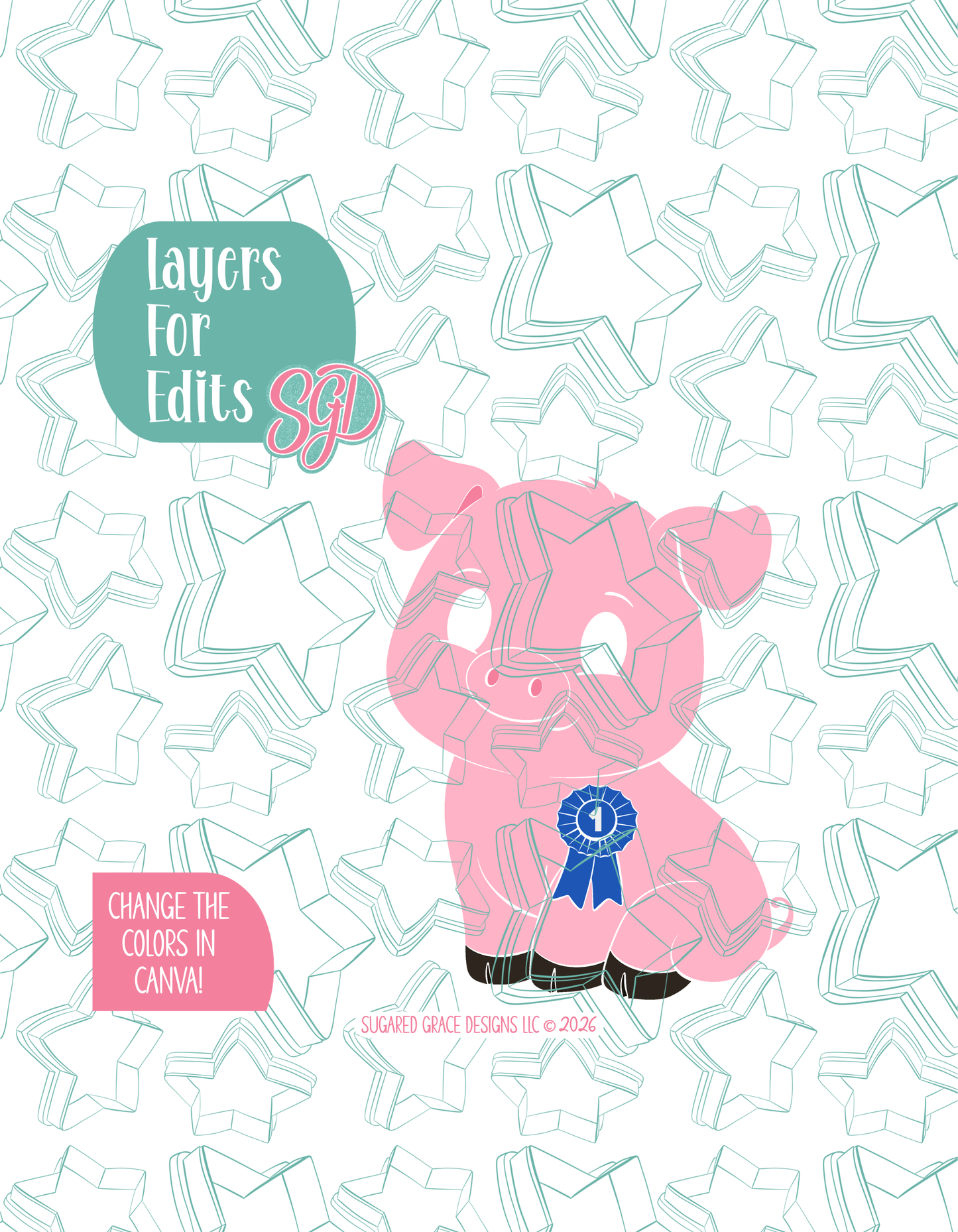 First Place Prized Pig Ticket Cookie Cutter with matching PNG