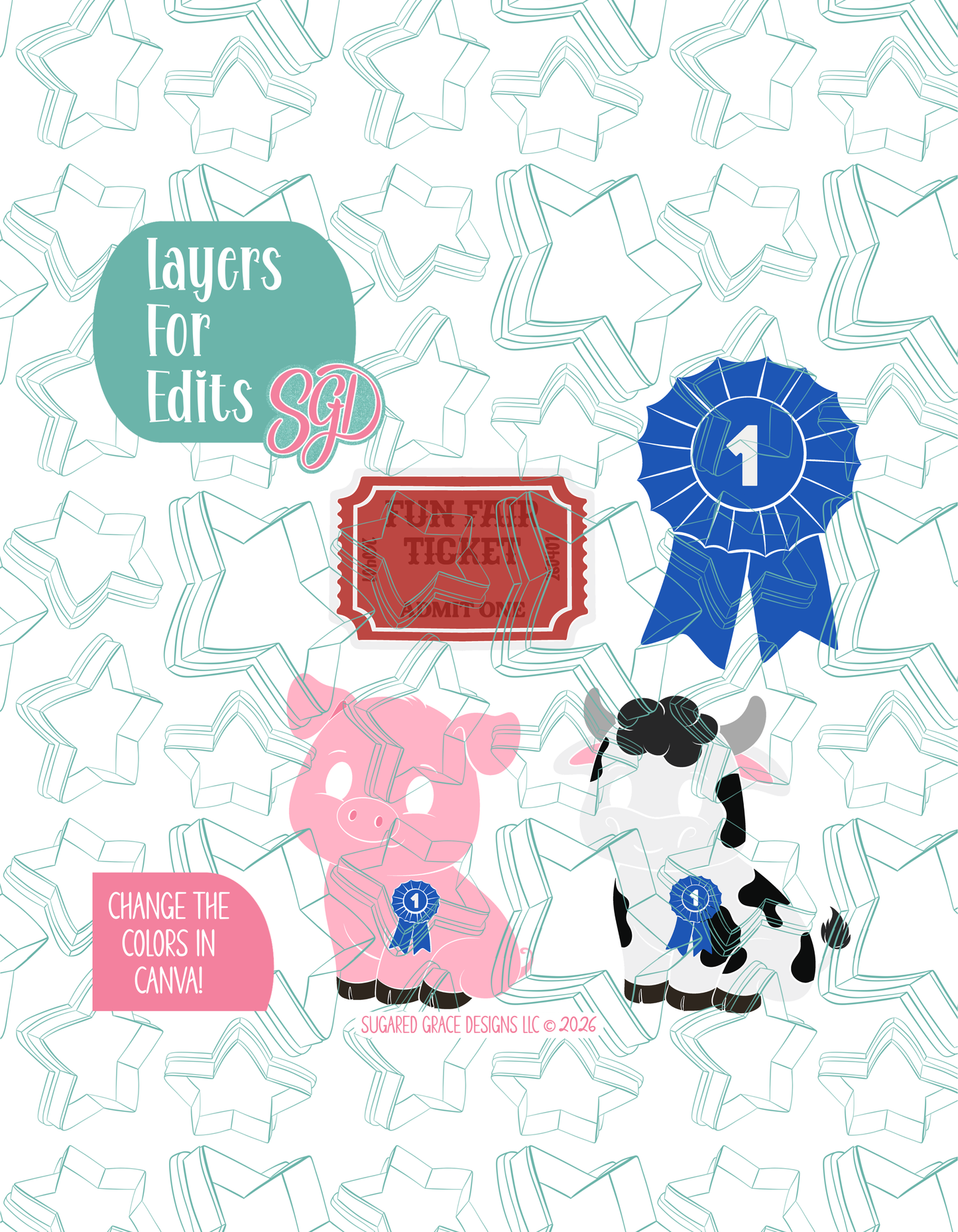 County Fair Cookie Cutter set with matching PNG - Set of 4 Designs