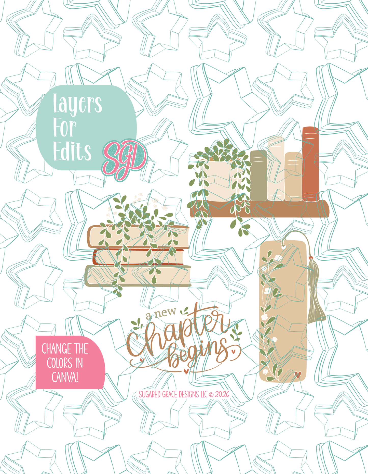A New Chapter Begins  - 4 Cookie Cutter STL designs, 2 Cookie Tags, & 2 Printable Patterns - 6/26 Monthly Batch