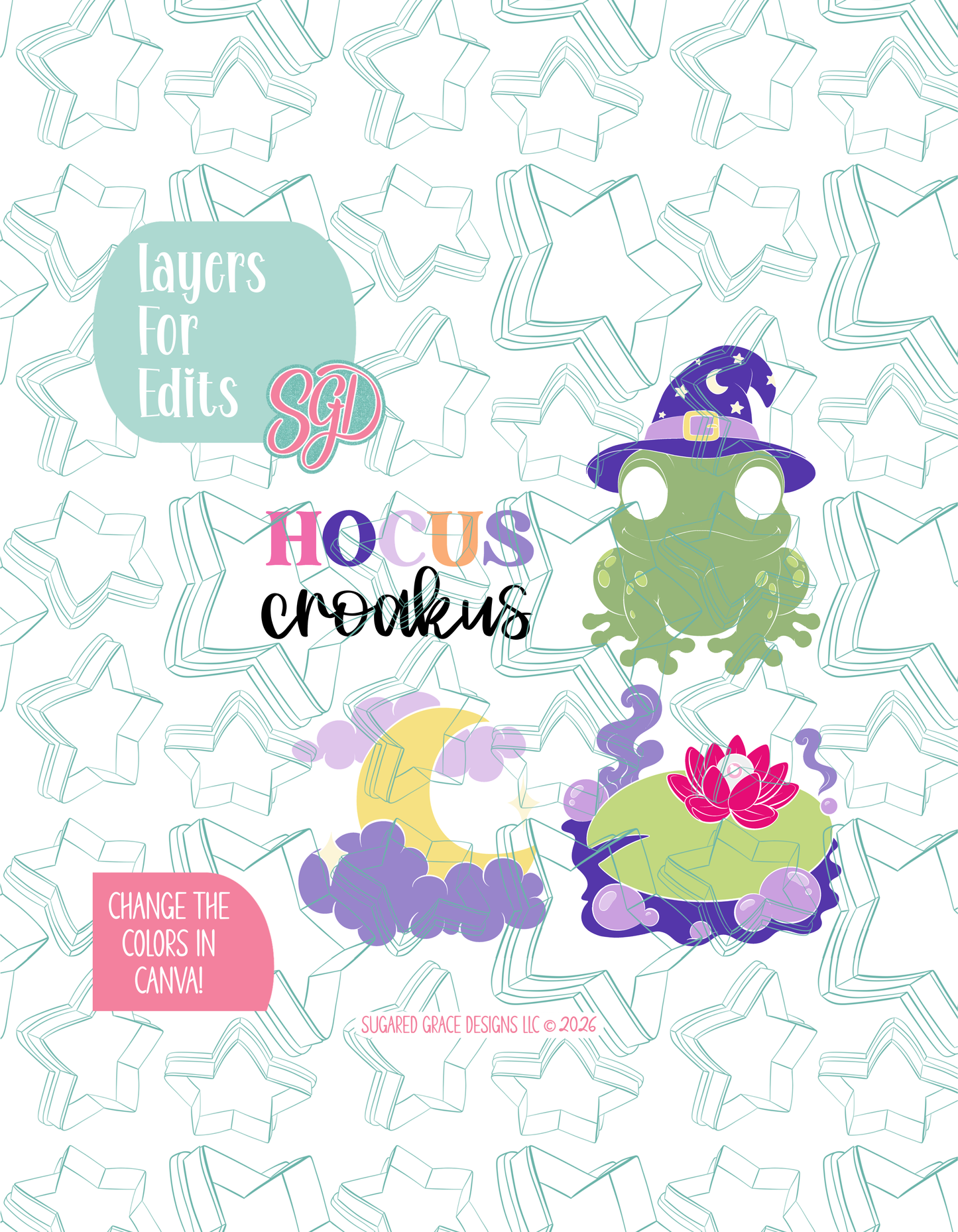 Hocus Croakus Halloween Frog Cookie Cutter STL and PNG Set with 4 Designs (Digital Download)