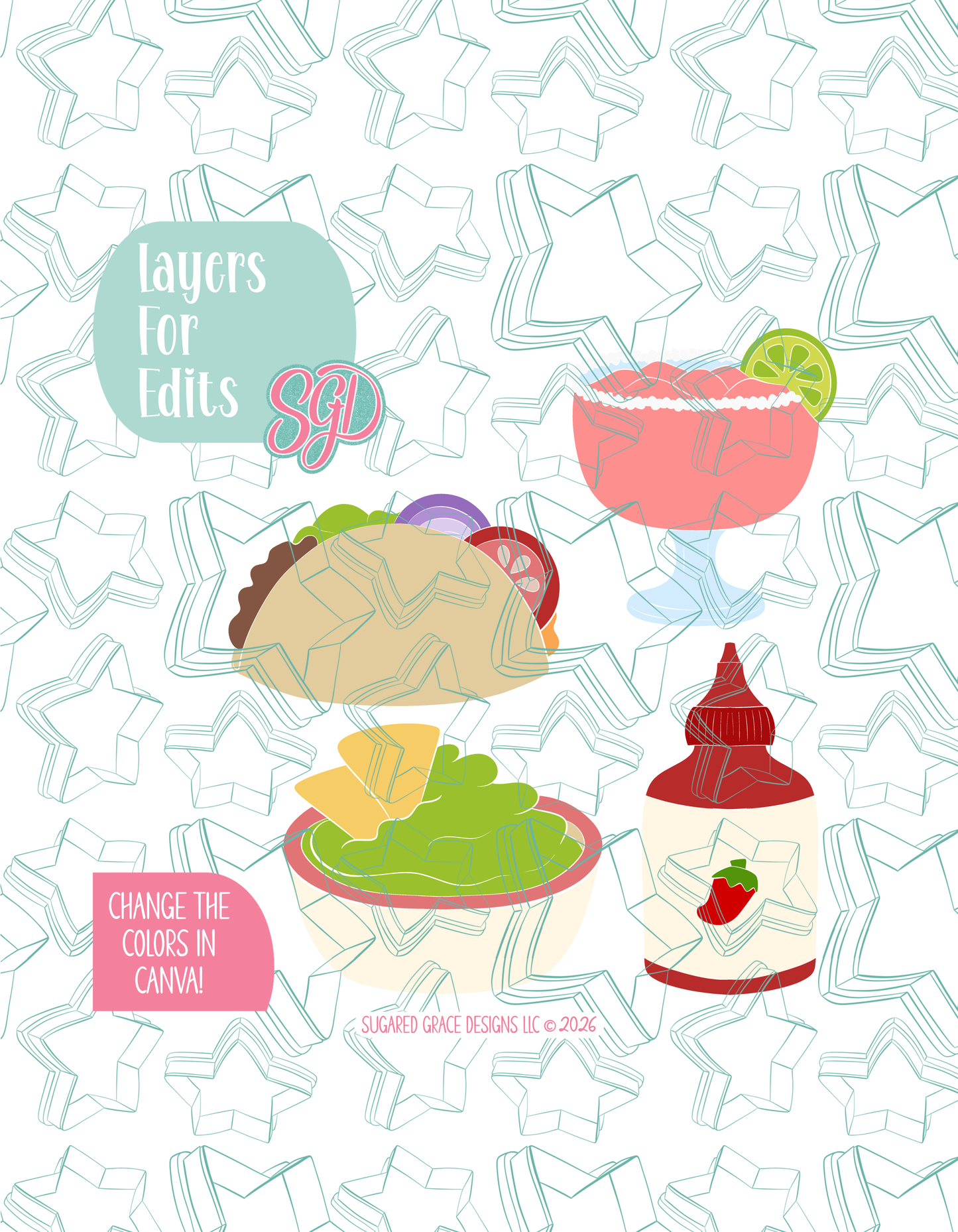 Taco Bout Your Feelings - 4 Cookie Cutter STL designs, 2 Cookie Tags, & 2 Printable Patterns - 7/26 Monthly Batch