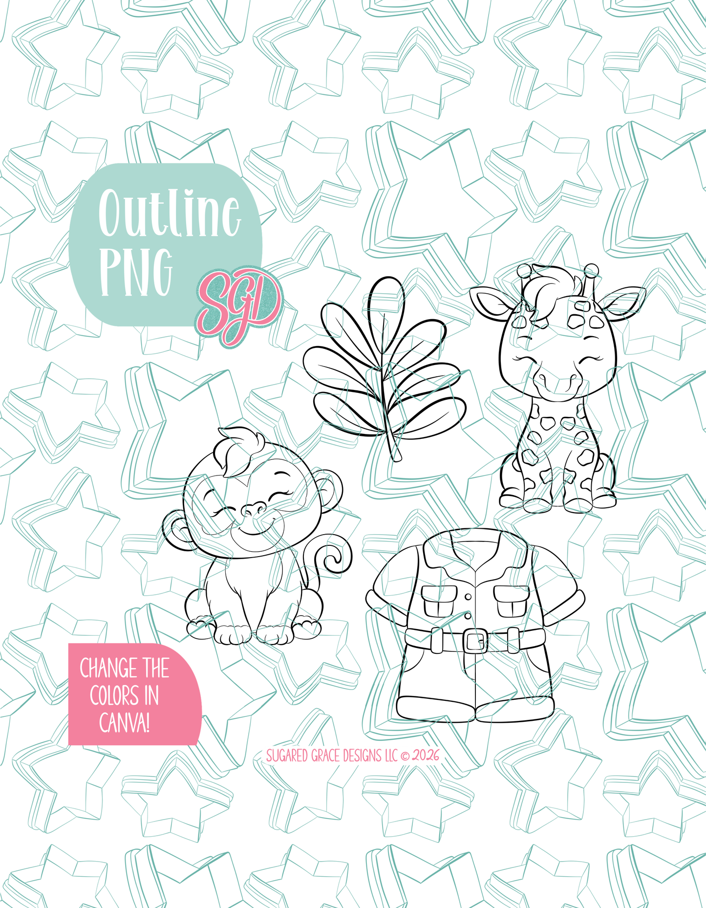 05/26 Monthly Batch - featuring 4 Cookie Cutter STL designs, 2 Cookie Tags, & 2 Printable Patterns - Zoo Theme