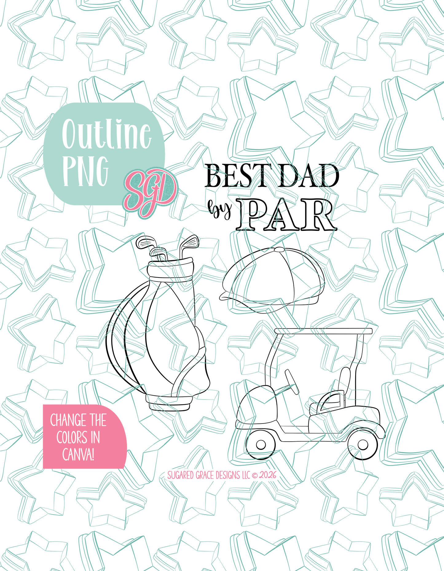 Father's Day Golf Cookie Cutter STL and PNG Set with 4 Designs (Digital Download)