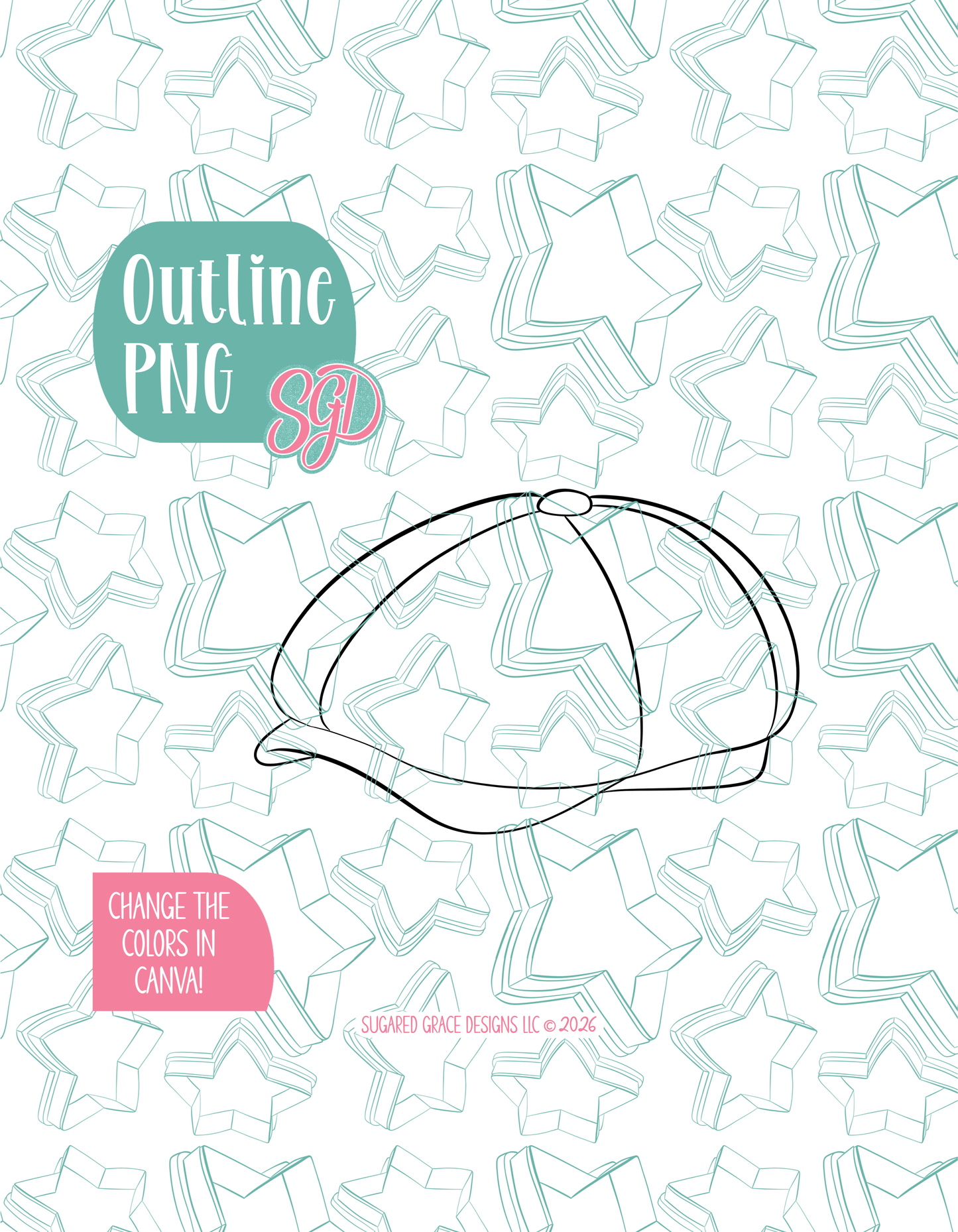 Golf Cap Cookie Cutter with matching PNG