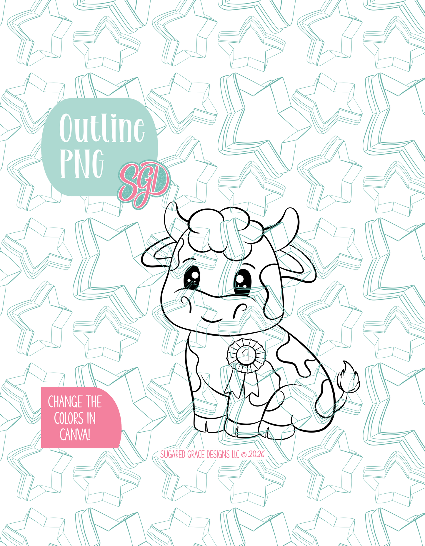 Prized Cow Cookie Cutter STL and PNG set