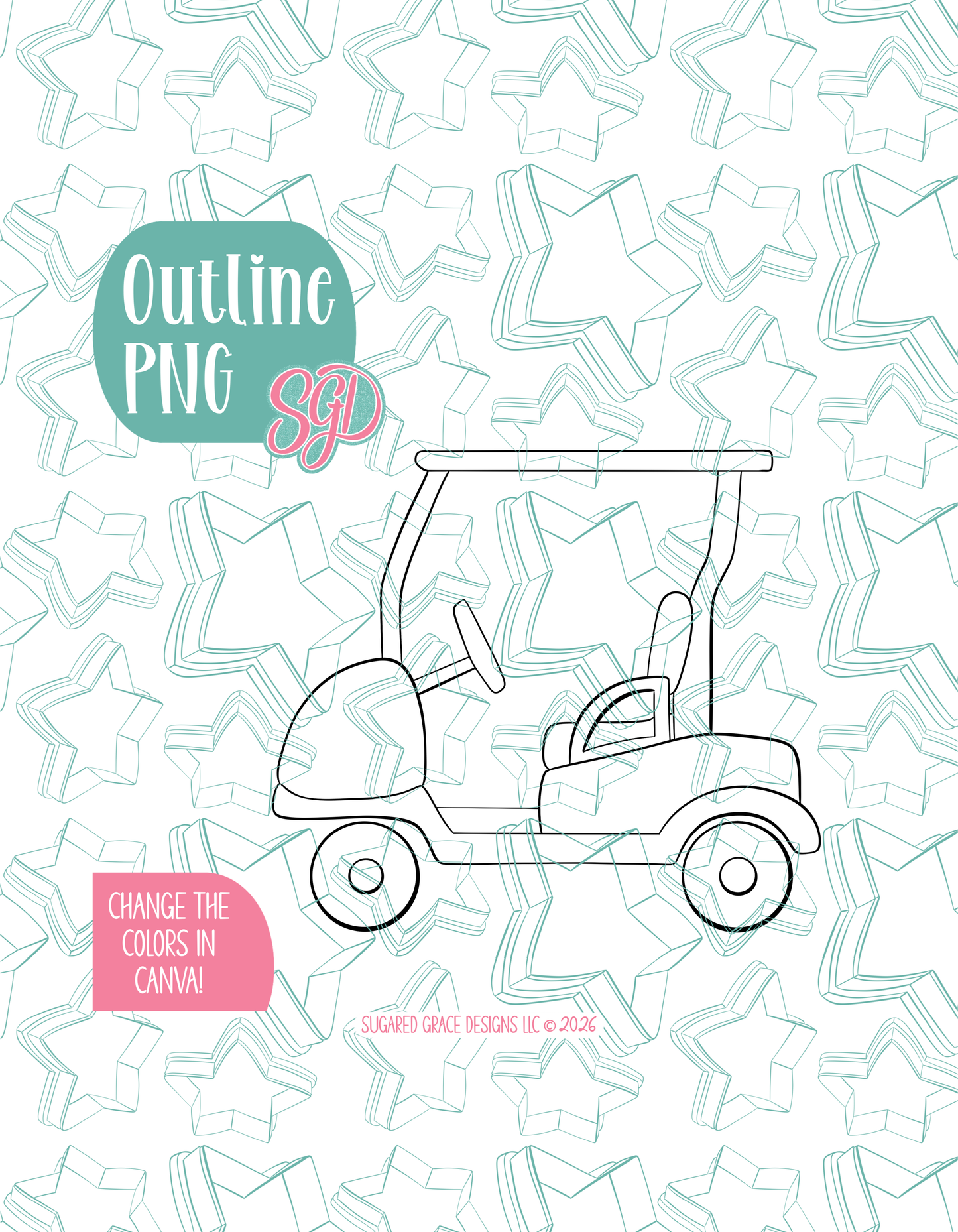 Golf Cart Cookie Cutter with matching PNG
