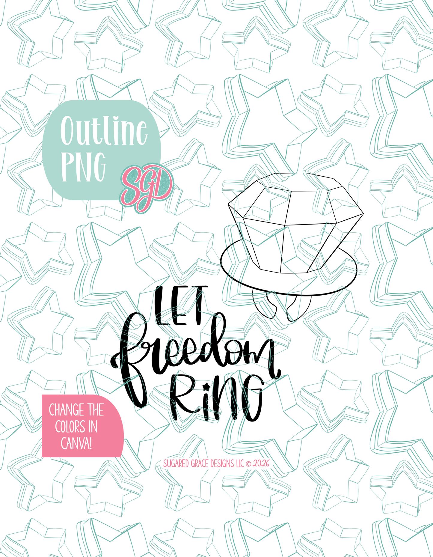 Let Freedom Ring Cookie Cutter STL and Matching PNG Image Set of 2