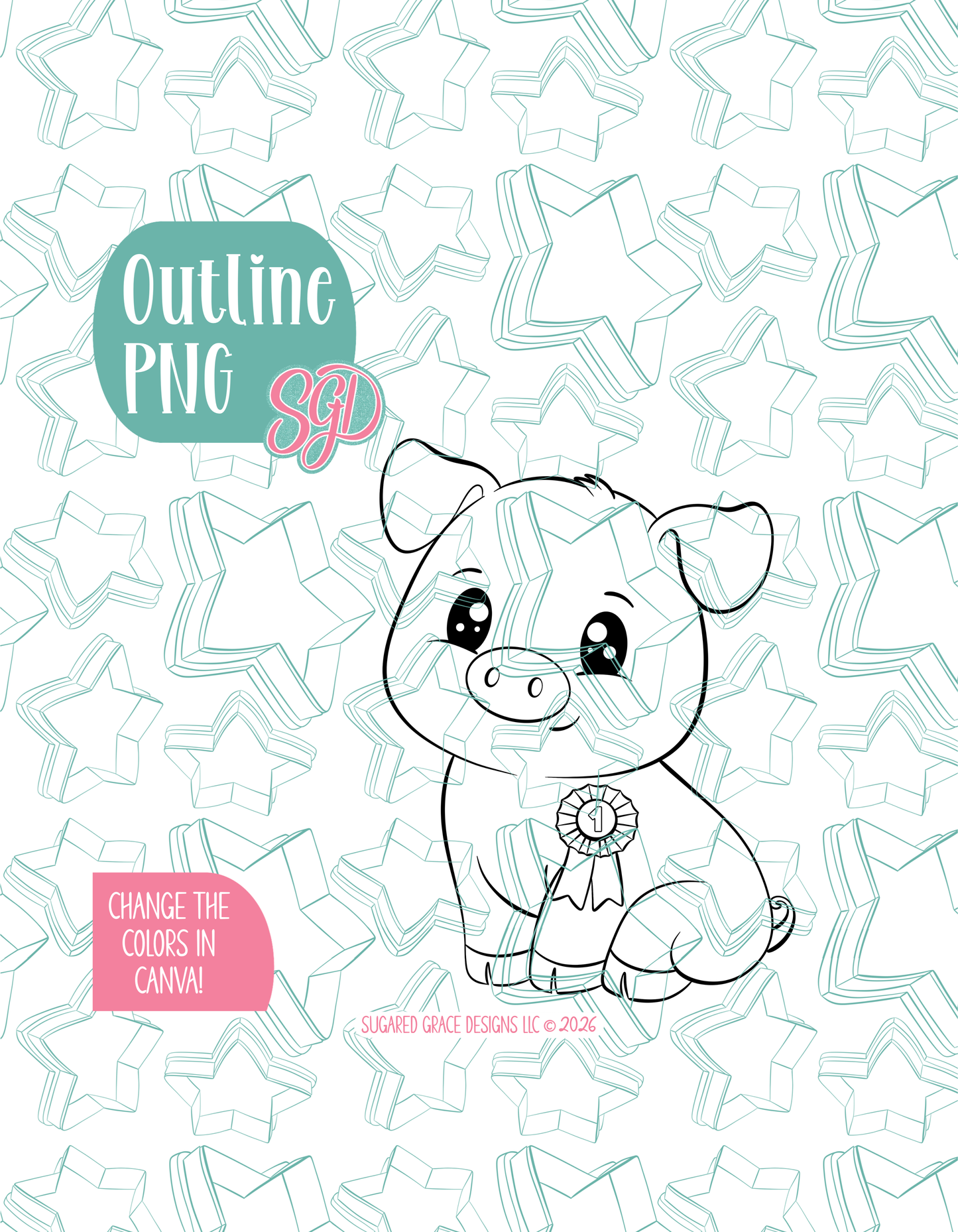 First Place Prized Pig Ticket Cookie Cutter with matching PNG