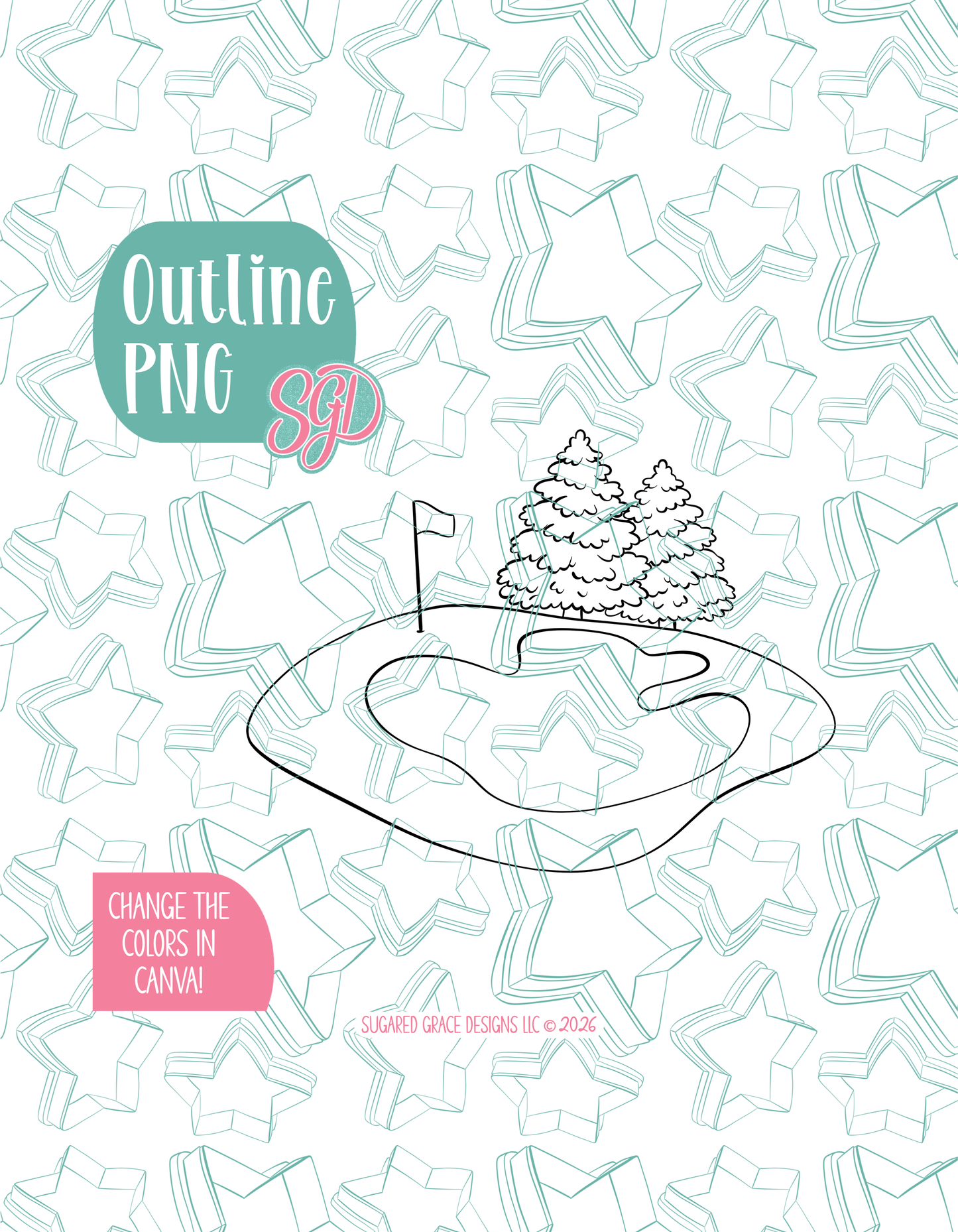 Golfing Green Cookie Cutter with matching PNG