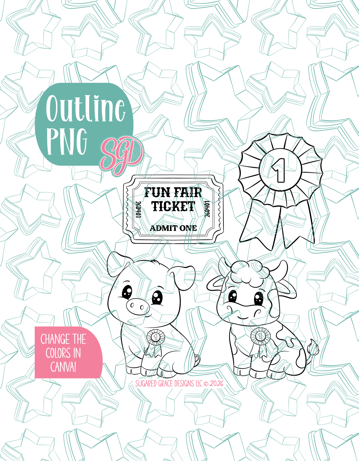 County Fair Cookie Cutter set with matching PNG - Set of 4 Designs