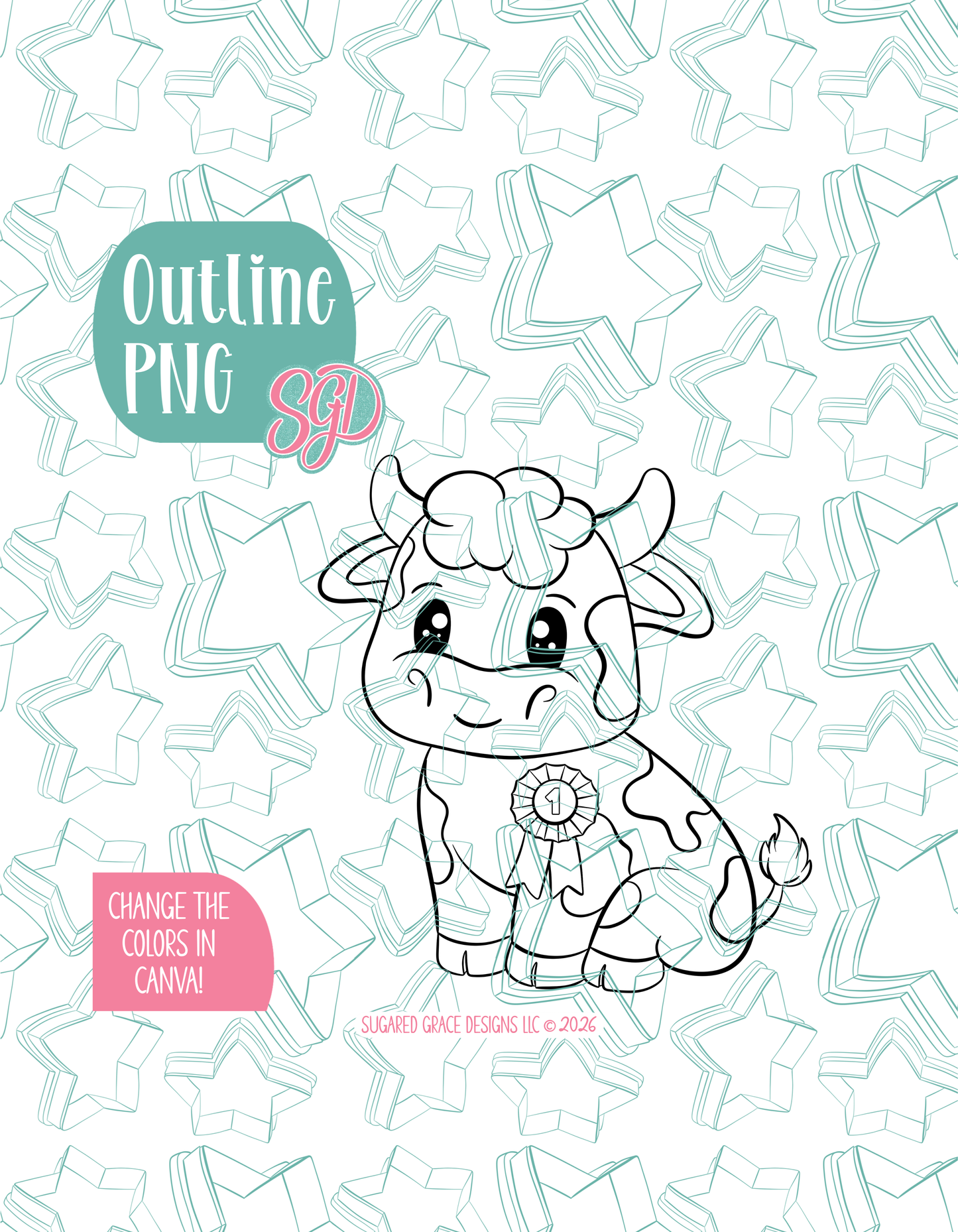 First Place Prized Cow Ticket Cookie Cutter with matching PNG
