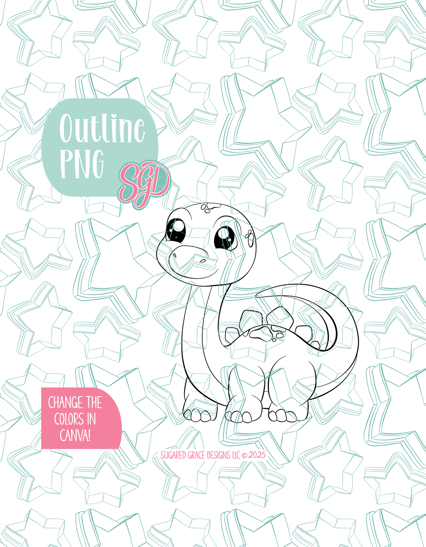 Brachiosaurus Dinosaur Cookie Cutter STL File with PNG Images to Match - For 3D Printing and Edible Ink Printers