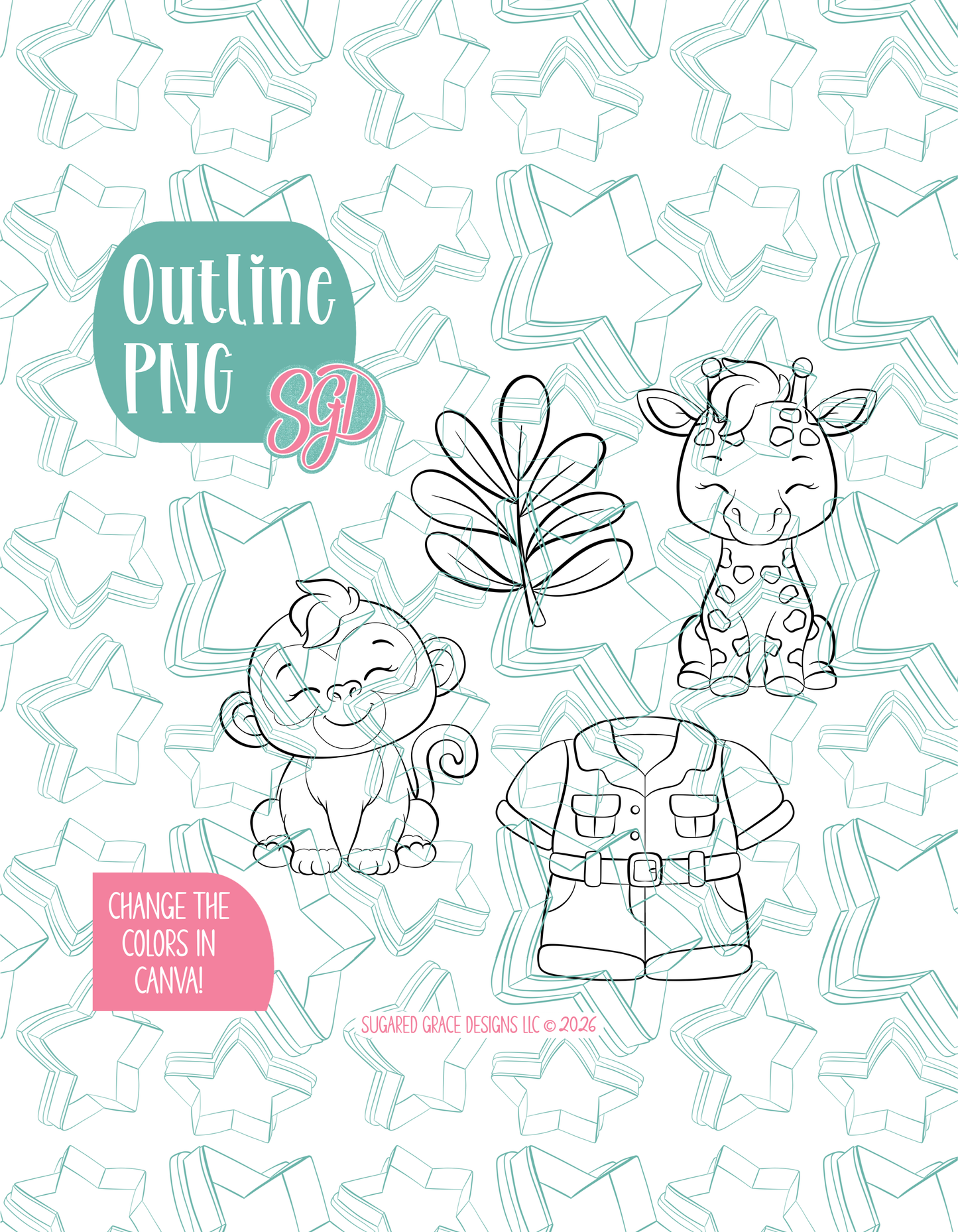 Zoo Cookie Cutter set with matching PNG - Set of 4 Designs