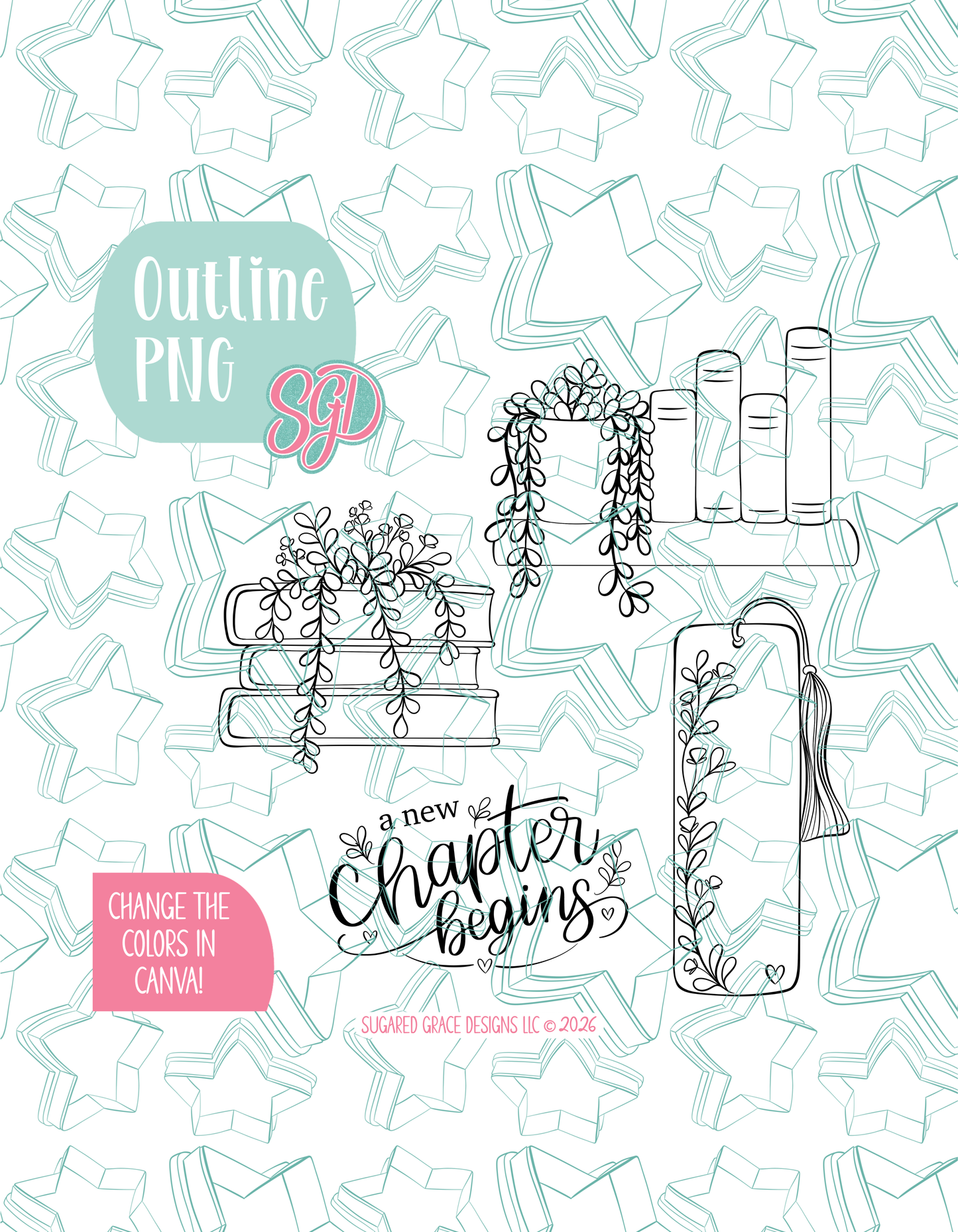 A New Chapter Begins Cookie Cutter STL and PNG Set with 4 Designs (Digital Download)