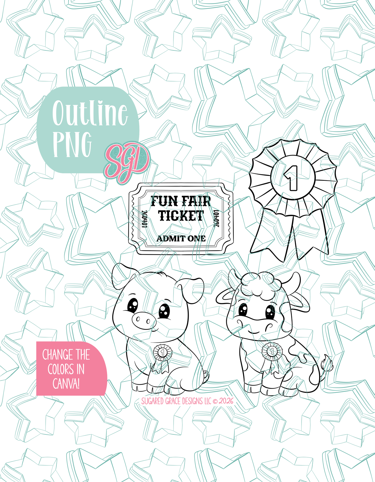 04/26 Monthly Batch - featuring 4 Cookie Cutter STL designs, 2 Cookie Tags, & 2 Printable Patterns - County Fair