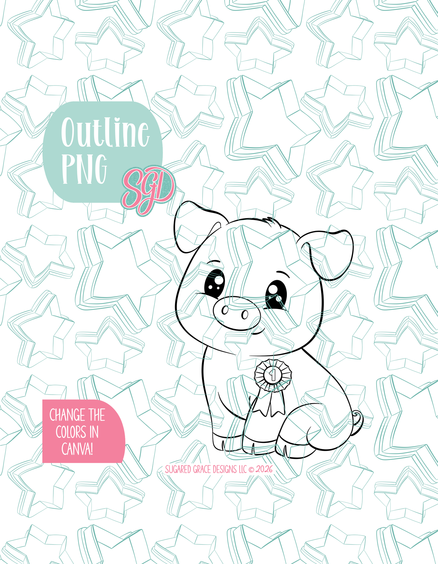 Prized Pig Cookie Cutter STL and PNG set