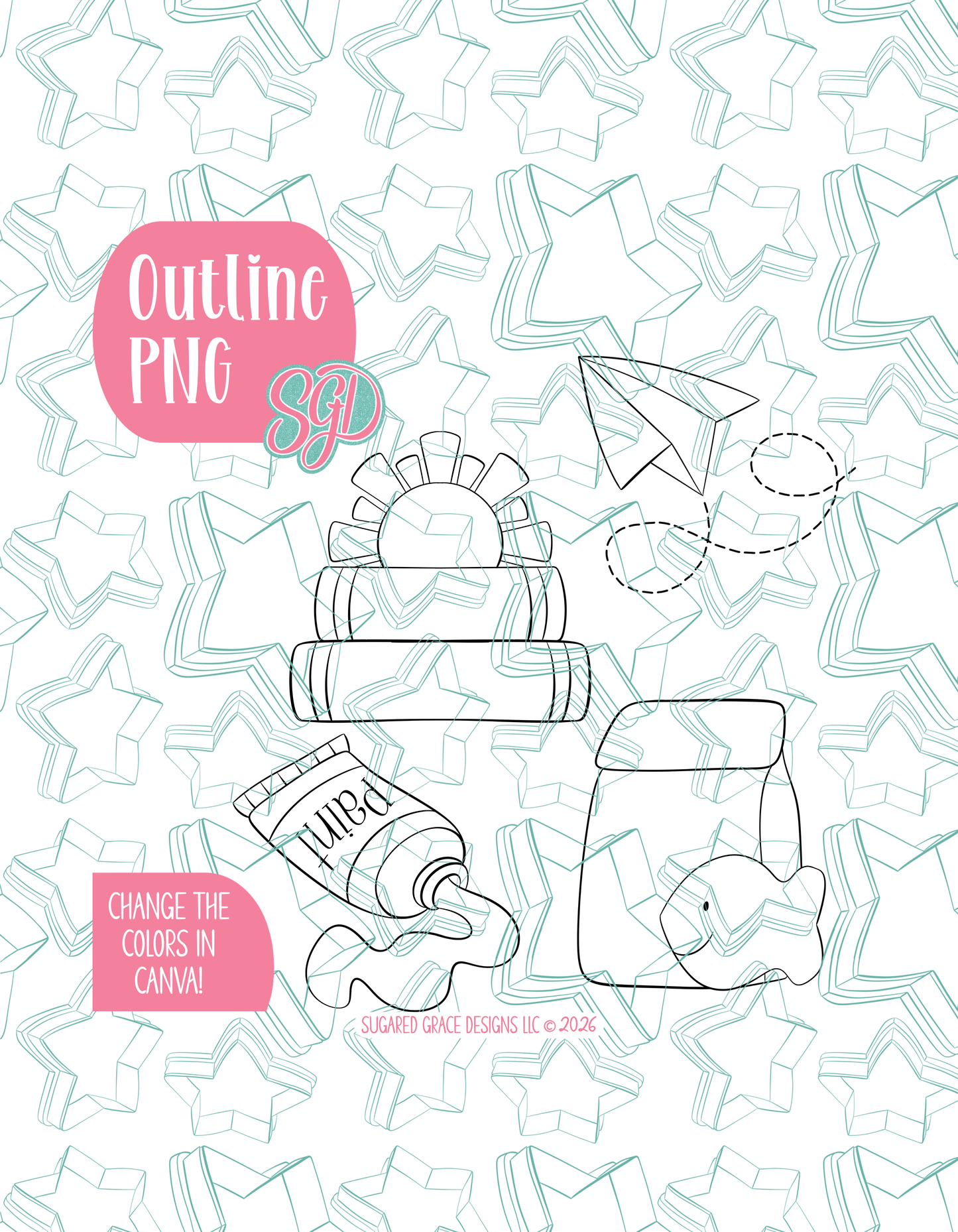 Back to School Set of 4 PNG Designs for Edible Ink Printers - Hand Drawn Editable Graphics (Digital Download)